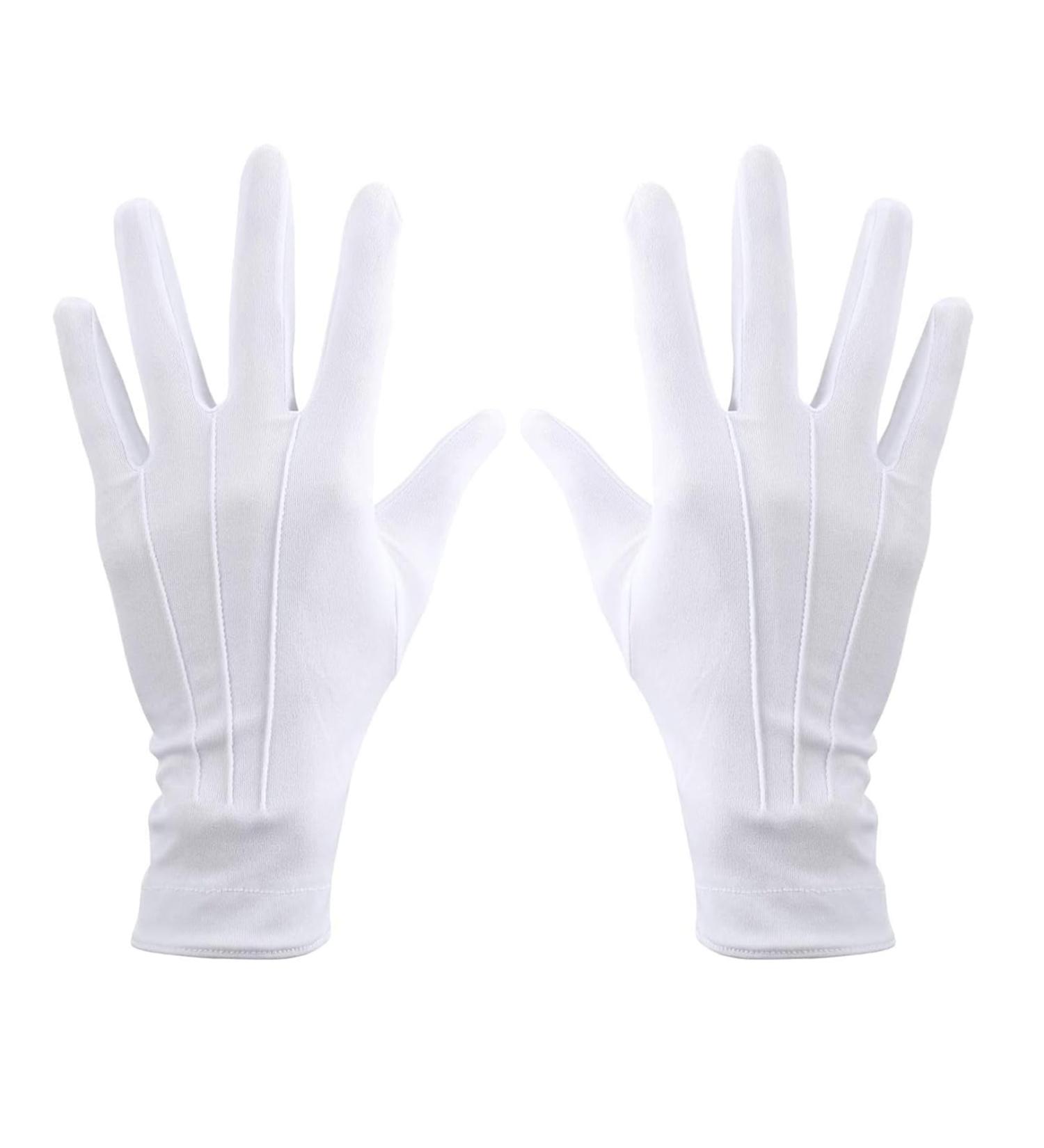FAST-FX 2 Pairs of White Stitched Cotton Gloves Costume Gloves Soft Moisturizing Gloves for Wedding Server Parade Formal Guard Police Formal Tuxedo Jewelry Inspection - Buy Online on SooperMarket.com