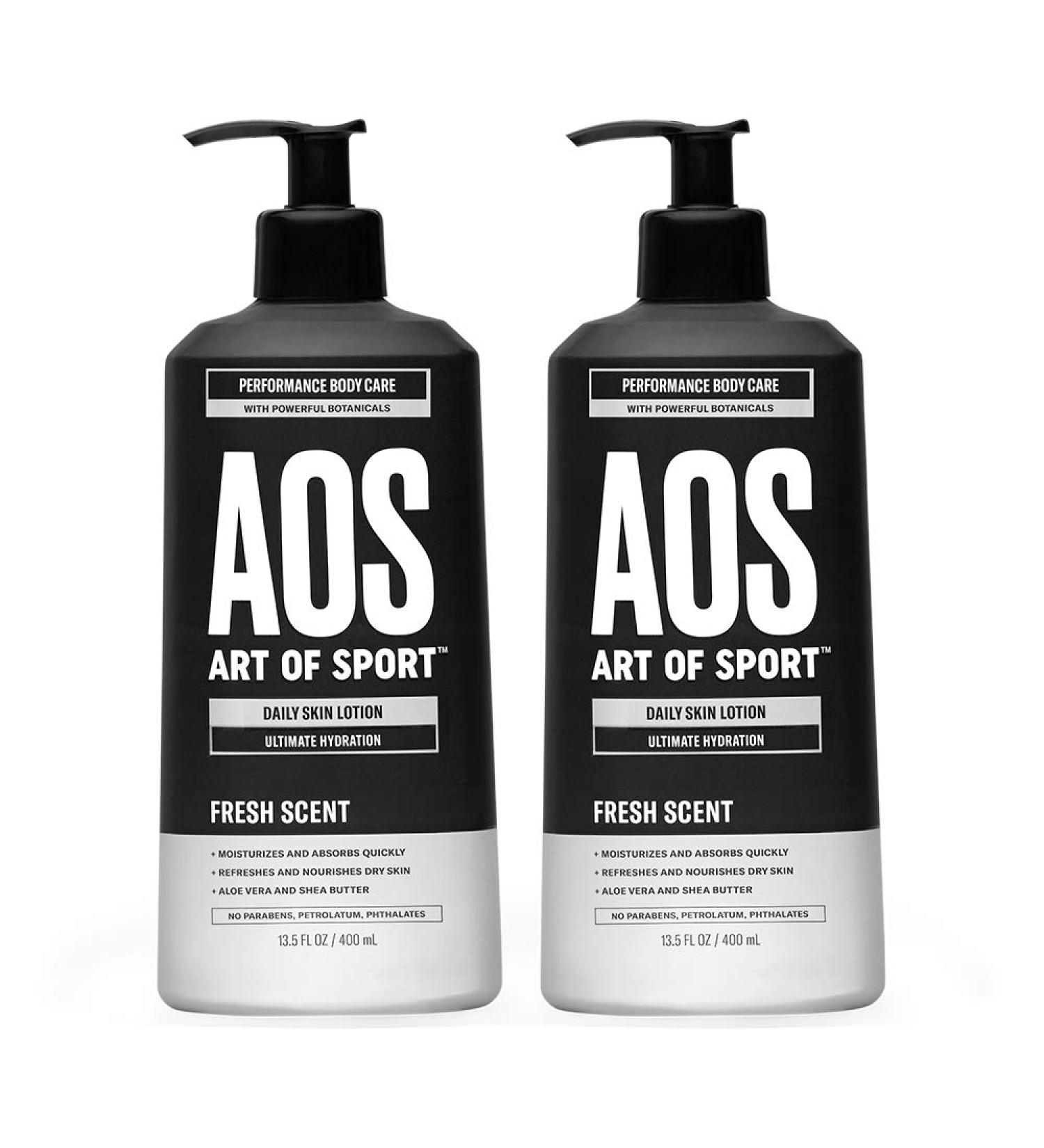 Art of Sport Daily Skin Lotion (2-Pack) - Shea Butter, Aloe Vera, Vitamin B & E Moisturizer for Dry Skin - Non-Greasy Formula, Fresh Scent - Dermatologist Tested - 13.5 Fl Oz (Pack of 2) - Buy Online on SooperMarket.com