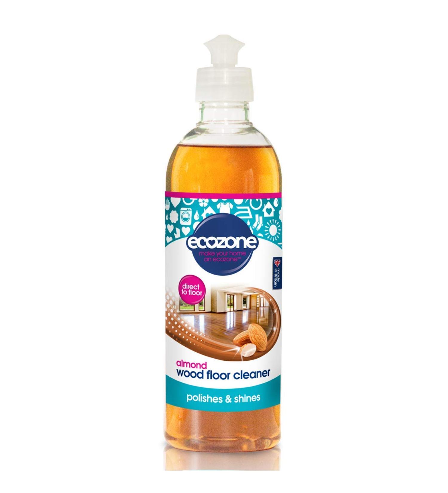 Ecozone Almond Natural Wood Floor Cleaner Fast Drying Gentle Cleaning Solution for Wooden Flooring Bleach Free Polish & Shine Preserves The Colour & Finish Vegan Friendly & Eco Conscious (500ml)