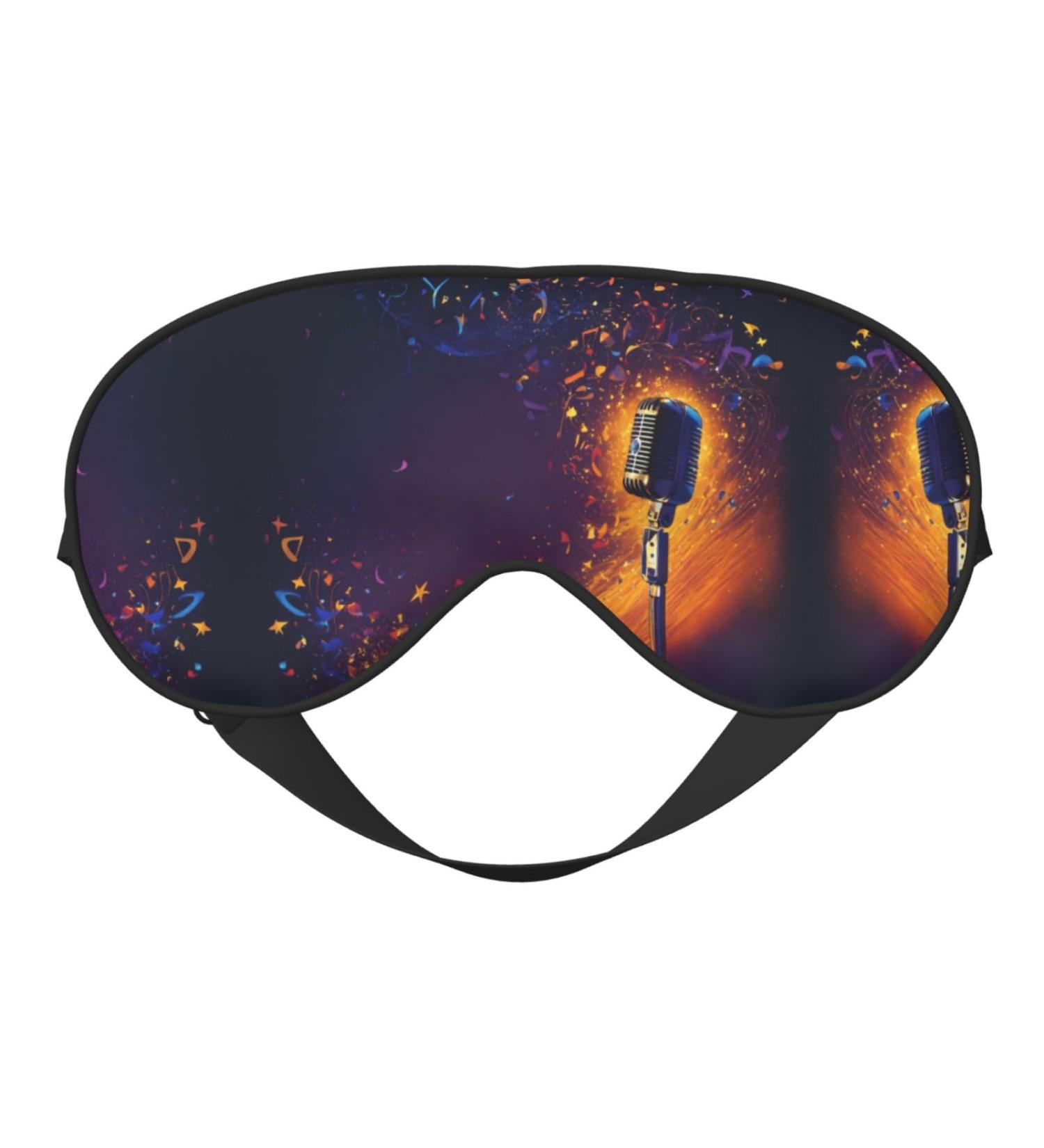 Microphone with Music Note Print Double-Sided Eye Mask Soft and Light Blocking for Enhancing Sleep Quality - Buy Online on SooperMarket.com