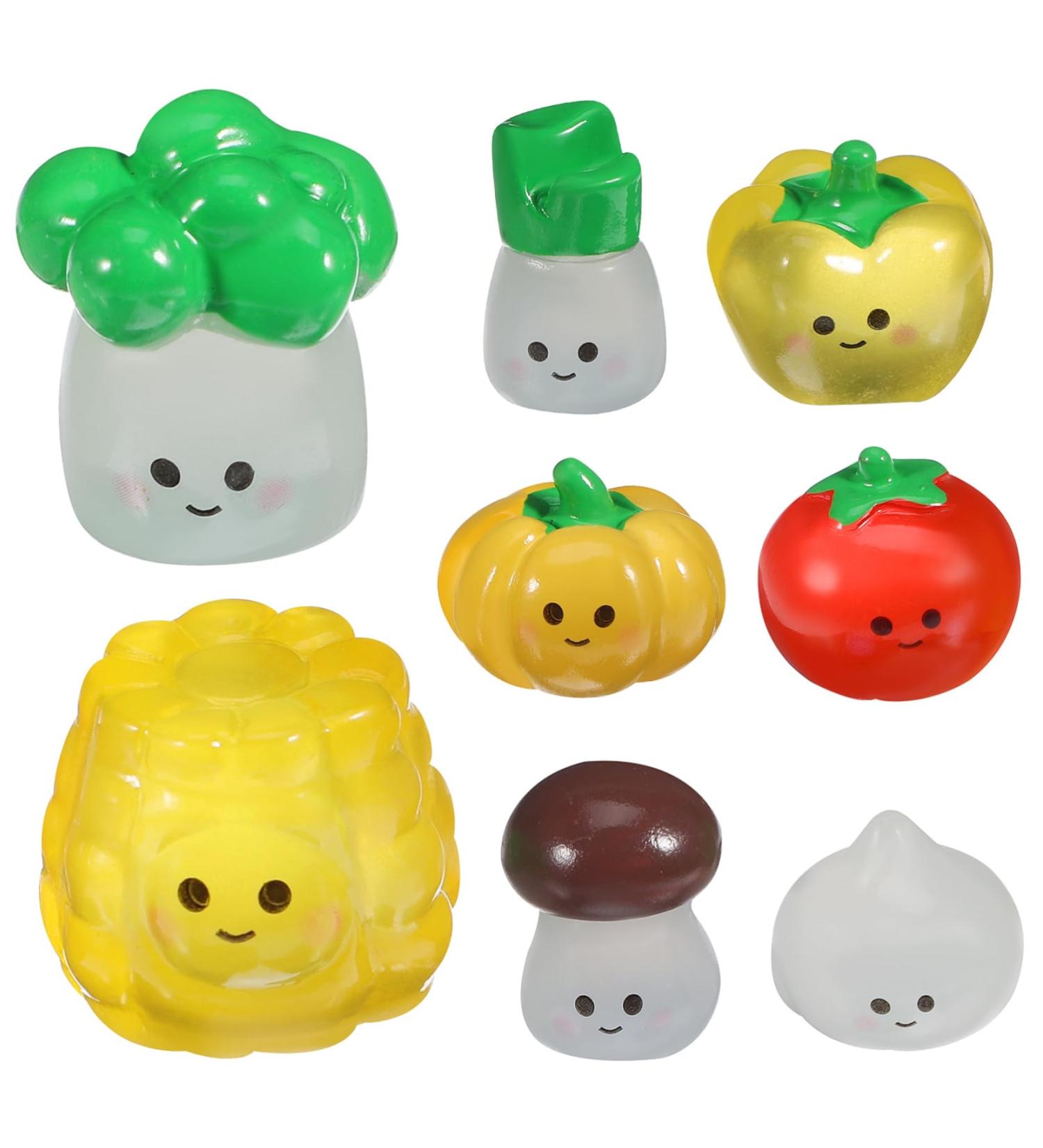OFFSCH 8 Pcs Little Vegetable Doll Bell Peppers Sweet Peppers Broccoli Statue Cartoons Garlic Bonsai Artificial Vegetables for Decor Fairy Decor Mini Food Fake Vegetables Pumpkin Resin - Buy Online on SooperMarket.com