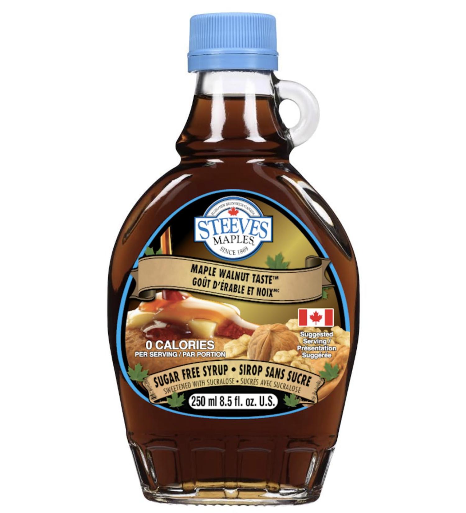 Steeves Maples Sugar Free Syrup - Maple Walnut - 250ml | Keto Friendly 0g Net Carbs 0 Calories per Serving Diabetic Friendly (Maple Walnut 250ml) - Buy Online on SooperMarket.com