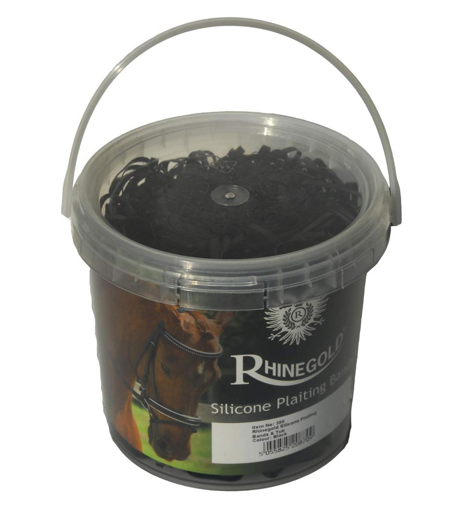 Rhinegold Silicone Plaiting Bands & Tub Black One Size