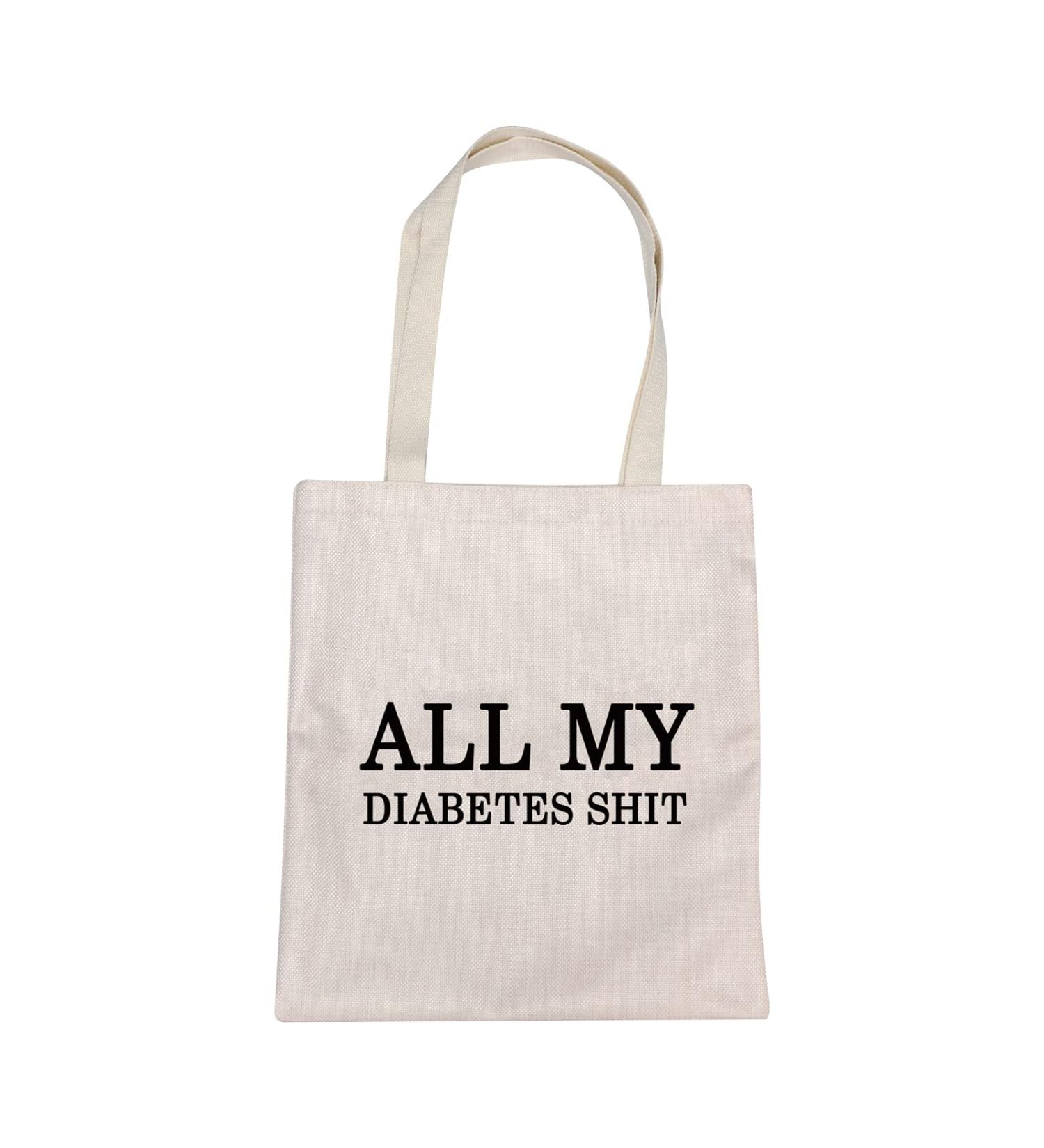 Diabetic Tote Bag - Funny Diabetic Gifts for Emergency Patients | Canvas Shoulder Bag for Diabetic Supplies - Buy Online on SooperMarket.com