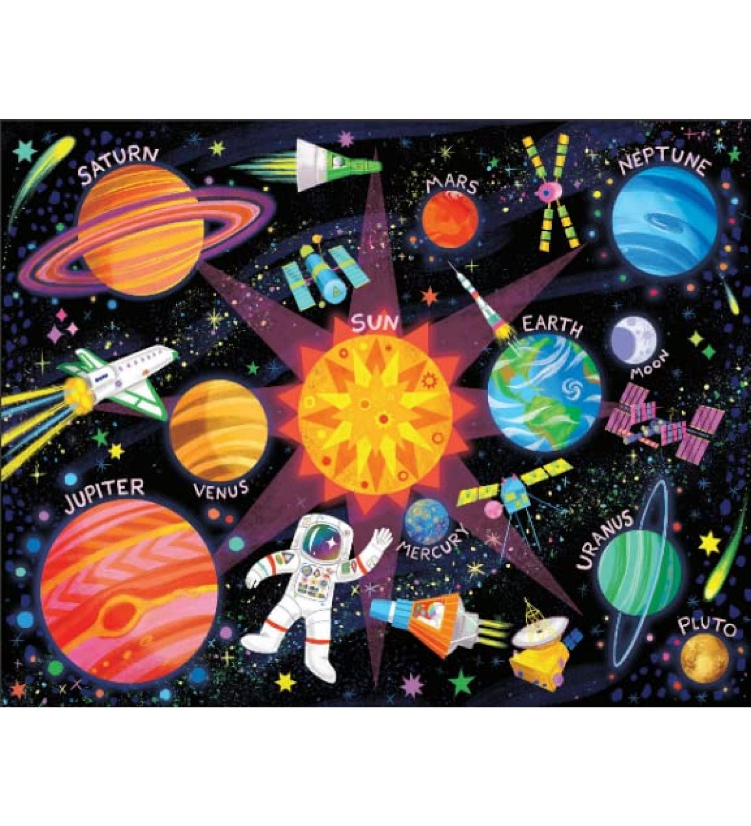 Crocodile Creek Space Explorer 2-Sided Placemat  Blue/Orange/Yellow/Green