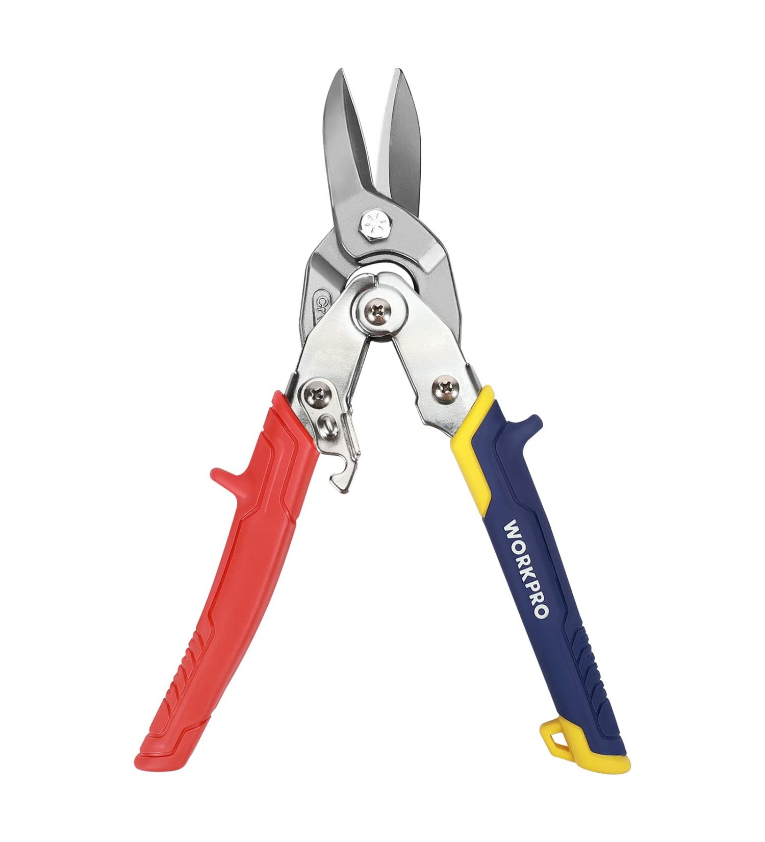 WORKPRO 10" Tin Snips Straight Cr-V Steel Aviation Snips Compound Snips for Cutting Aluminum & Metal Sheets or as Household Scissors - Buy Online on SooperMarket.com