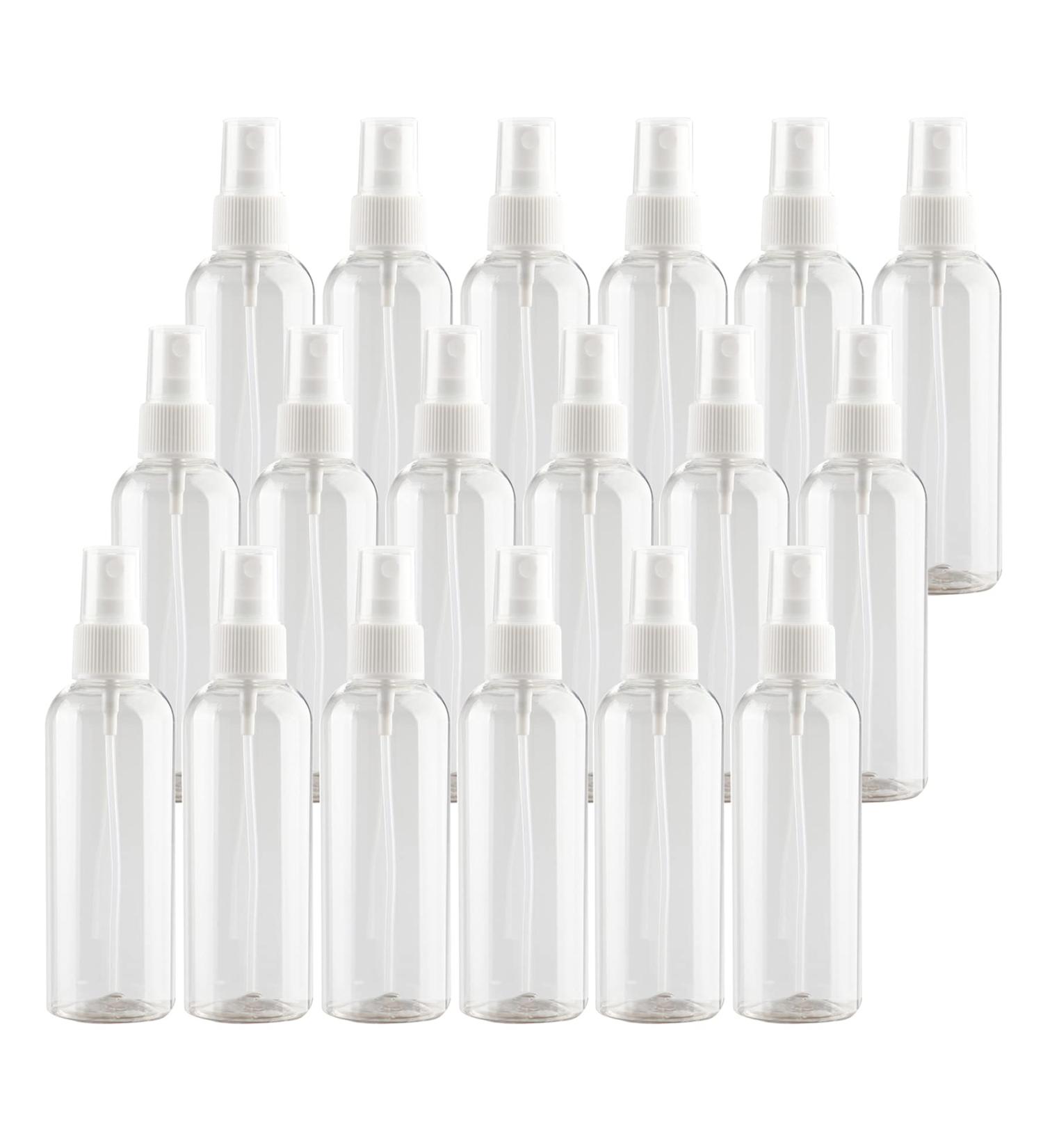 TIANZD 24 Pcs Empty 100 ml Clear Plastic PET Fine Mist Pump Spray Bottles with White Top Portable Sprayer for Perfume Water Cosmetic Refillable Travel Containers 2x Funnels - Buy Online on SooperMarket.com