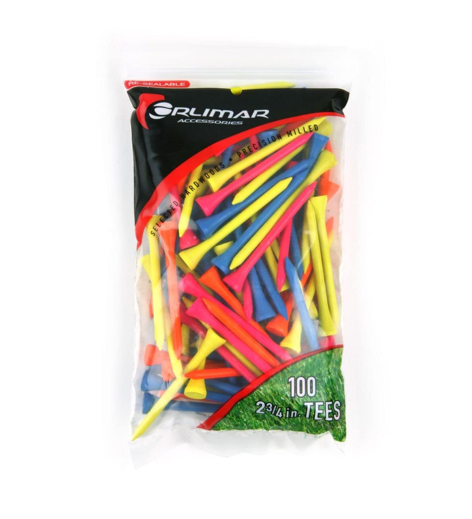 Orlimar Wood Golf Tees - 100 Count, 2-3/4 inches - Multiple Colors and Sizes Available - Buy Online on SooperMarket.com