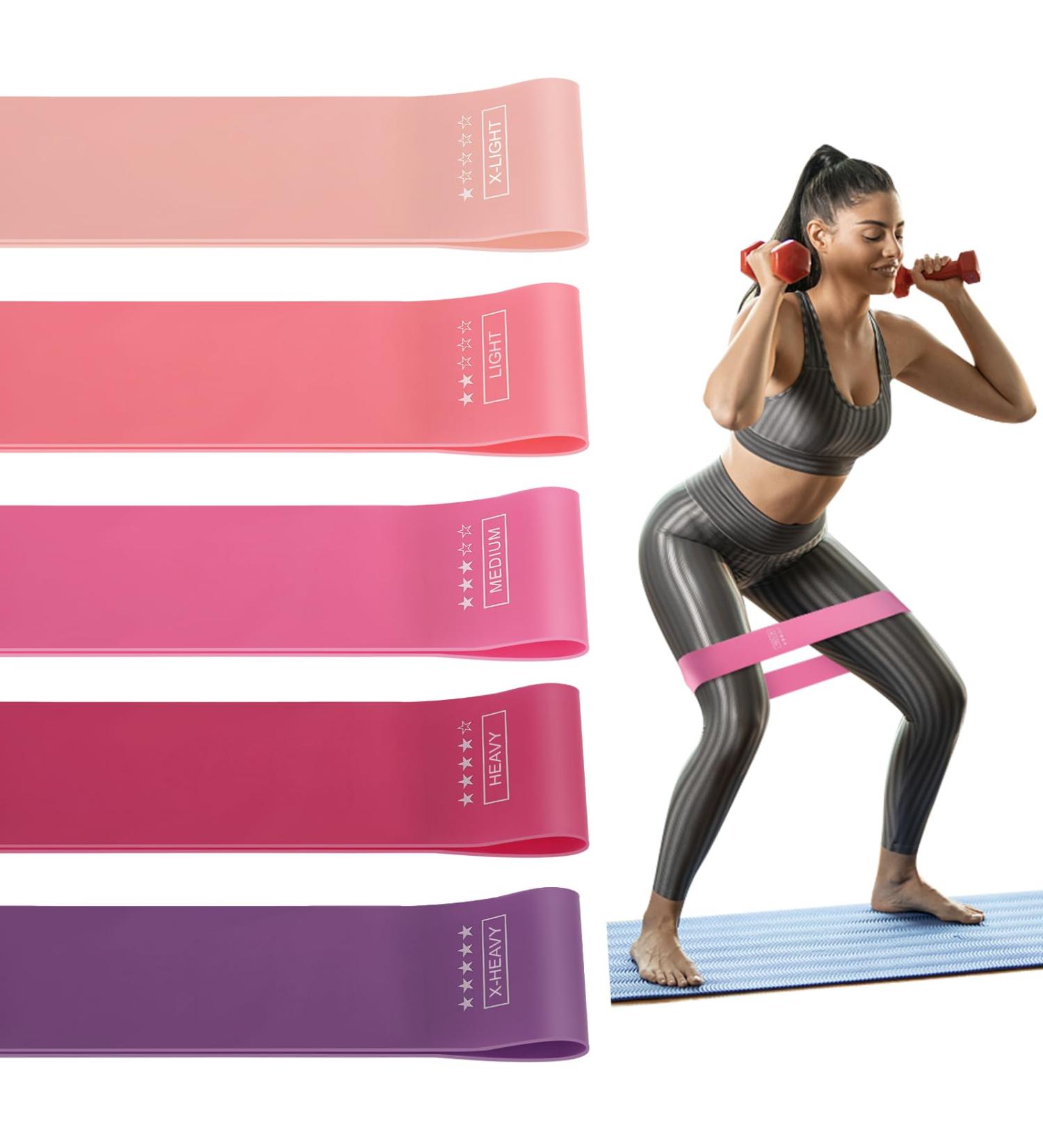 Wllhyf Resistance Tapes - 5 Levels of Elastic Exercise Bands for Muscle Building Yoga Home Fitness Pilates Strength Training & Physiotherapy for Men & Women - Buy Online on SooperMarket.com