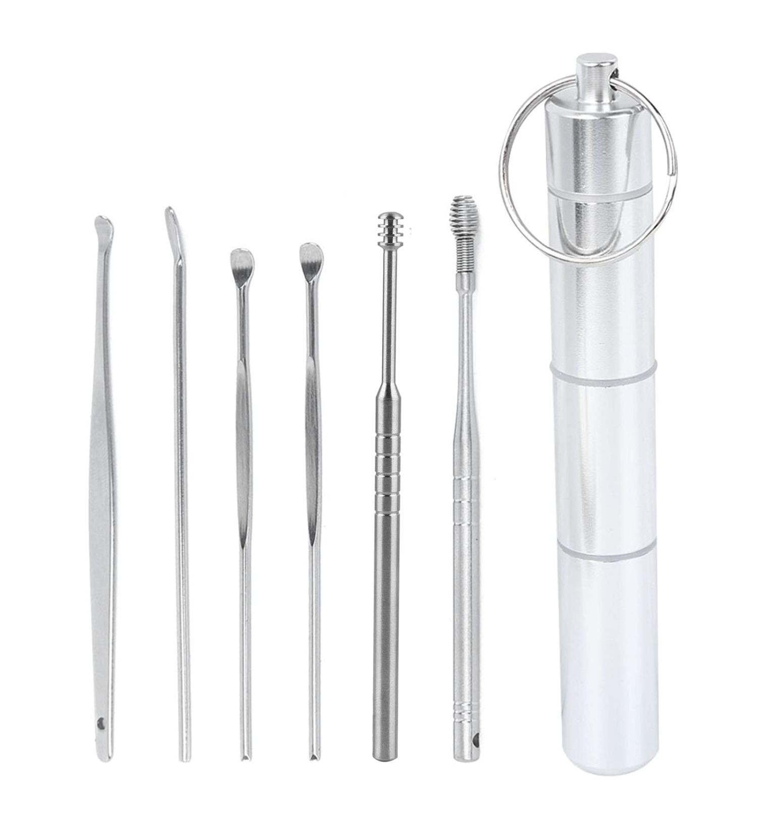 6-Piece Stainless Steel Ear Pick Set with Box | Earwax Removal Kit and Cleaning Tool - Buy Online on SooperMarket.com