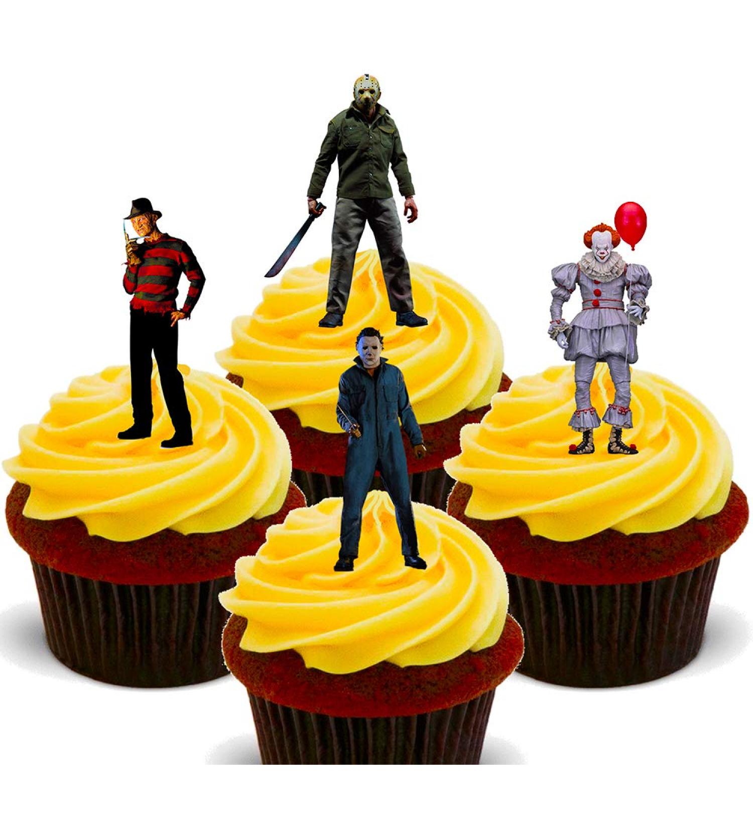 Made4You Halloween Horror Film Icons - Edible Cupcake Toppers - Stand-up Wafer Cake Decorations (12) - Buy Online on SooperMarket.com