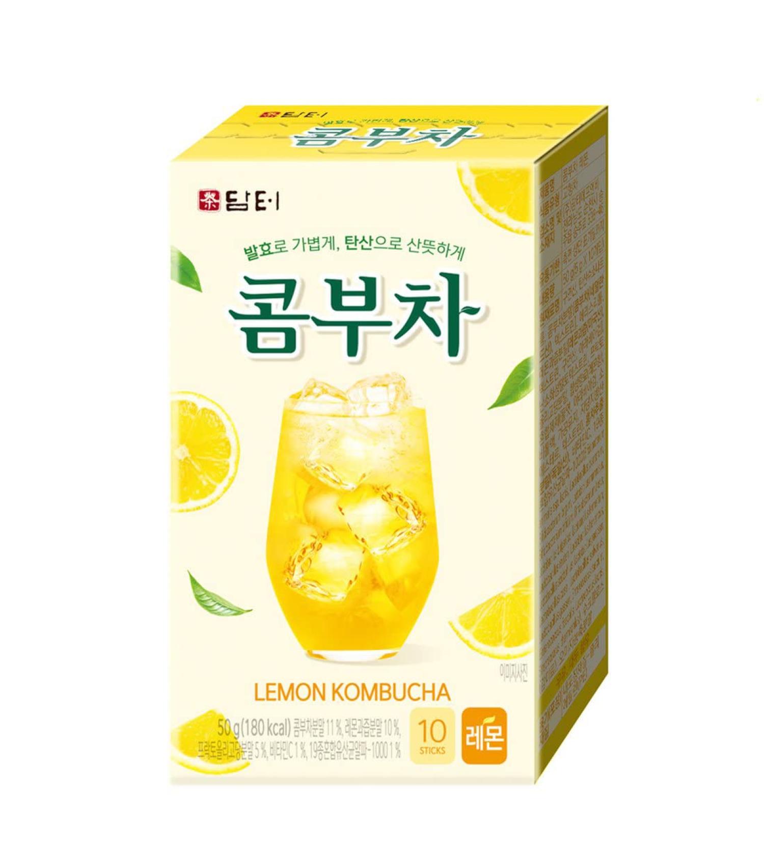 Damtuh Kombucha Tea Zero Sugar Sparkling Powdered Mix Lemon Flavor - 10 Sticks | Live Probiotics & Prebiotics from Korea - Buy Online on SooperMarket.com