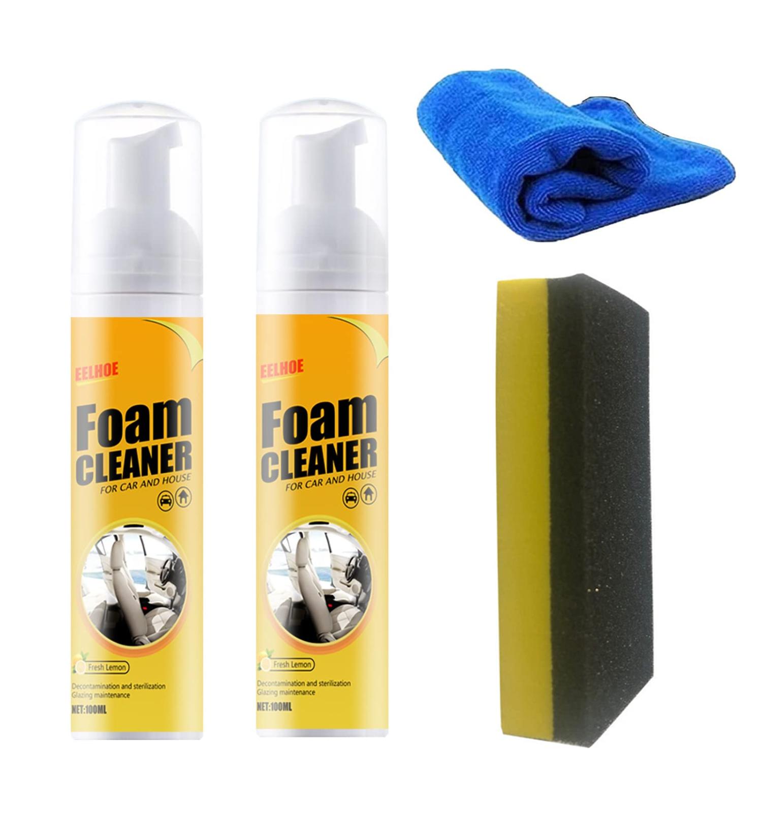 Multipurpose Foam Cleaner Spray Foam Cleaner for car and House Lemon Flavor All-Purpose Household Cleaners for Kitchen Bathroom Car 100ml (2 Set) - Buy Online on SooperMarket.com