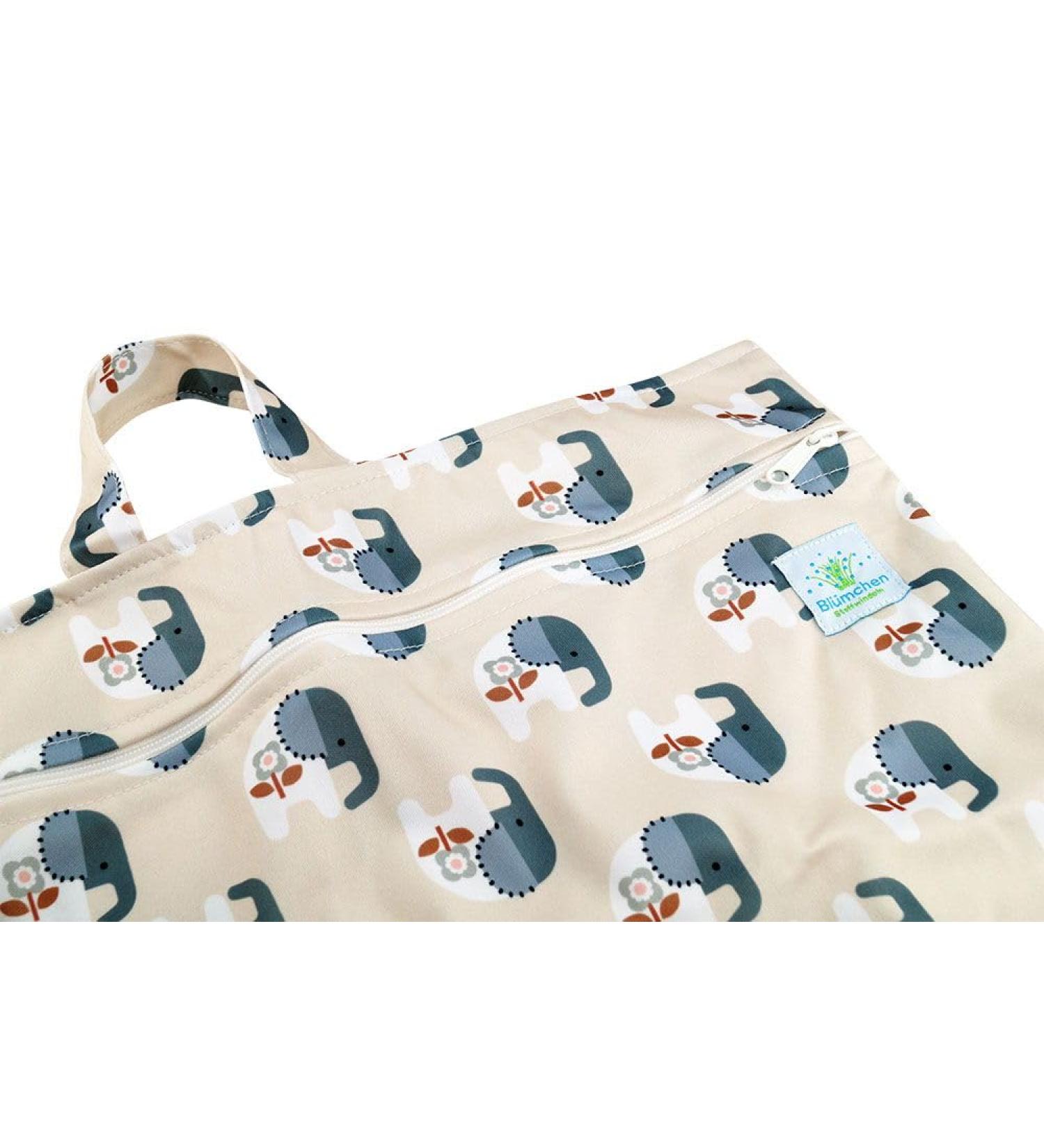 Flower hanging diaper bag XL with zipper (Cozy Elephant)