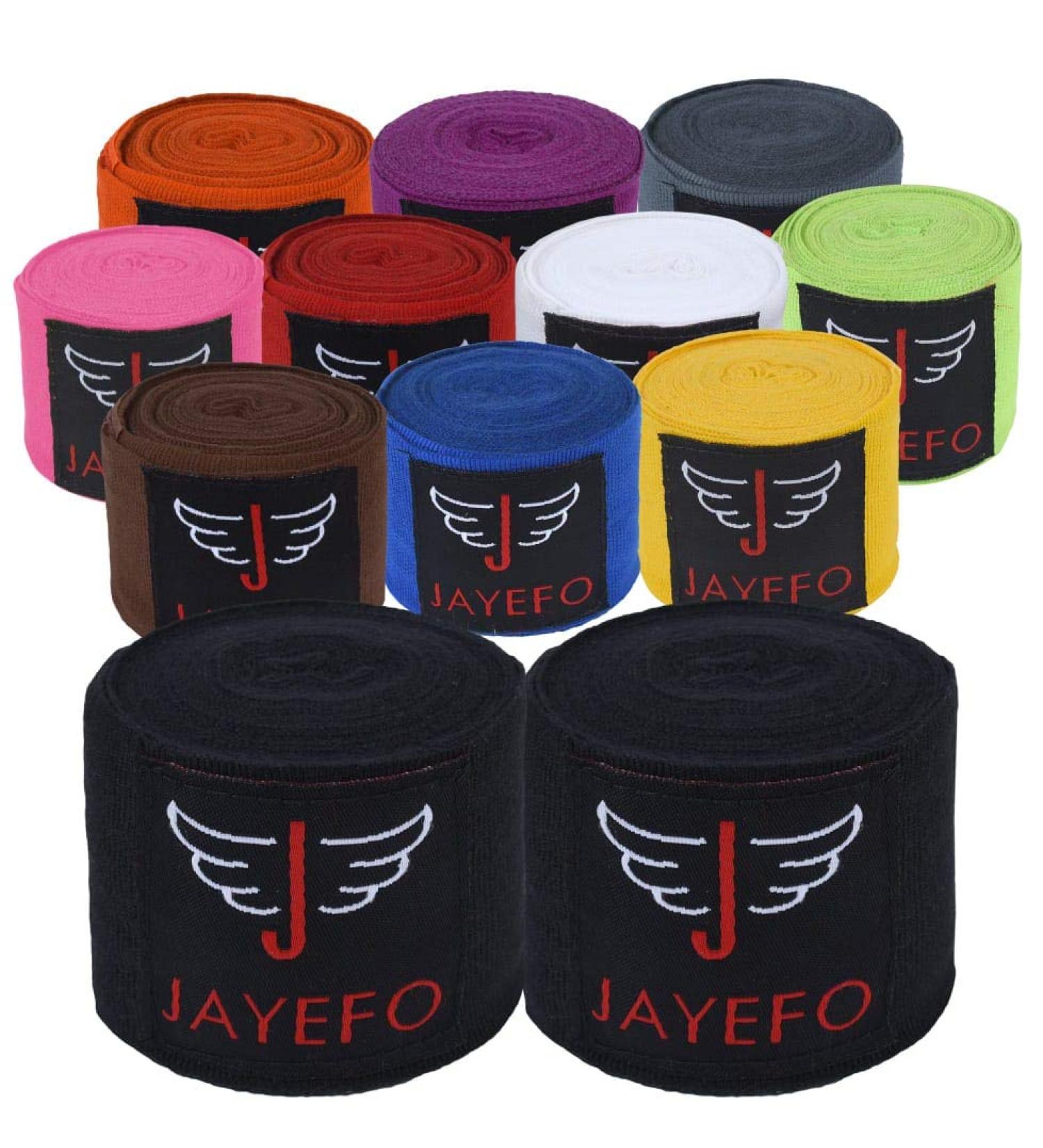 Jayefo Sports Hand Wraps 180 Inches - Boxing Inner Gloves for Men & Women - MMA Kickboxing Muay Thai - Pair in BLACK - Buy Online on SooperMarket.com