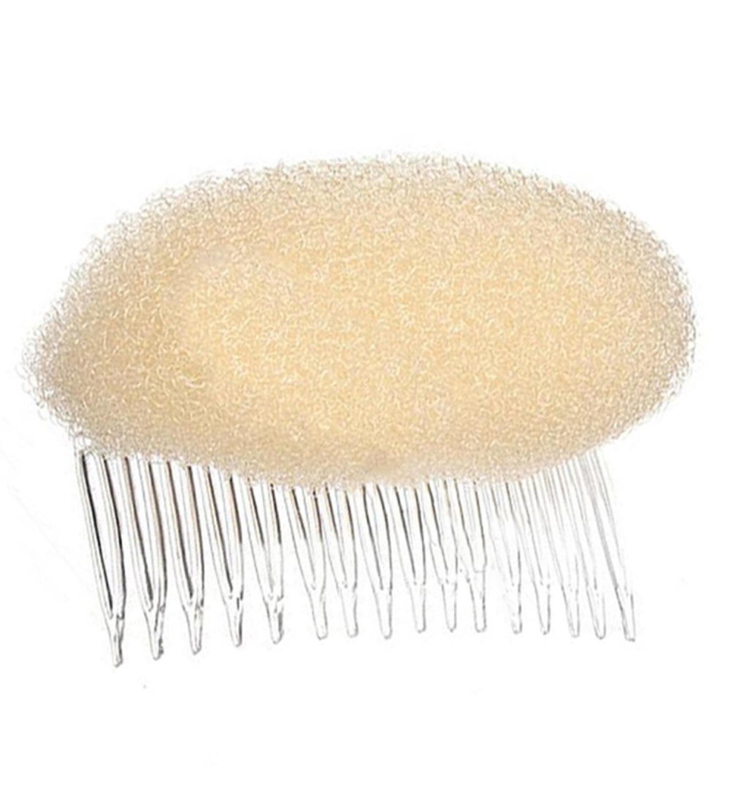 HugeStore 2 Pcs Sponge Hair Volume Bump Up Clip Hair Maker Tool Hair Comb Beige