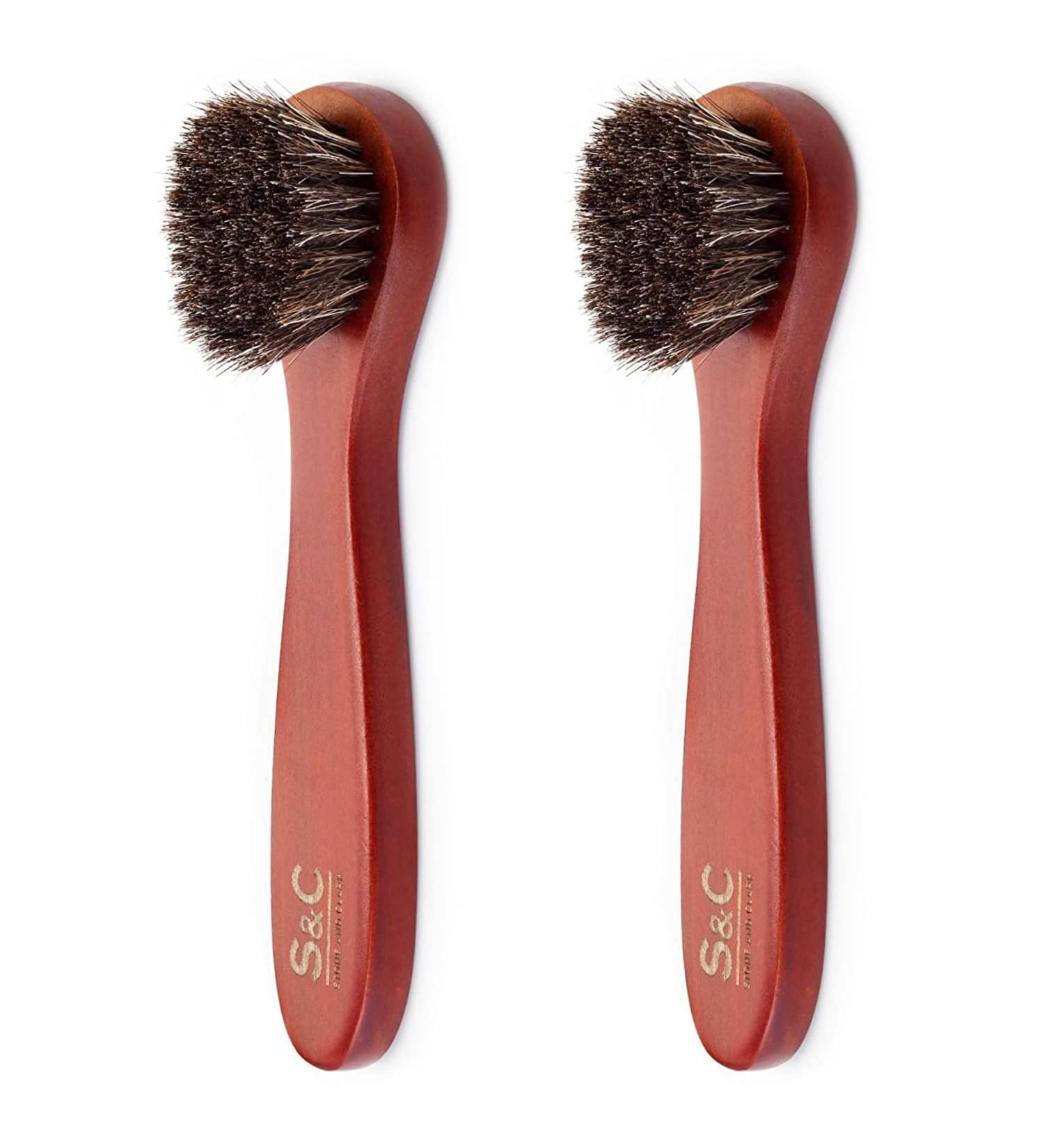 Stone and Clark Horse Hair Shoe Brush - Polish Your Leather to Perfection - Shoe Polish Brush with 100% Horse Hair Bristles & Concaved Beech Wood Handle (Red Dauber Brush (Set of 2)) Original - Buy Online on SooperMarket.com