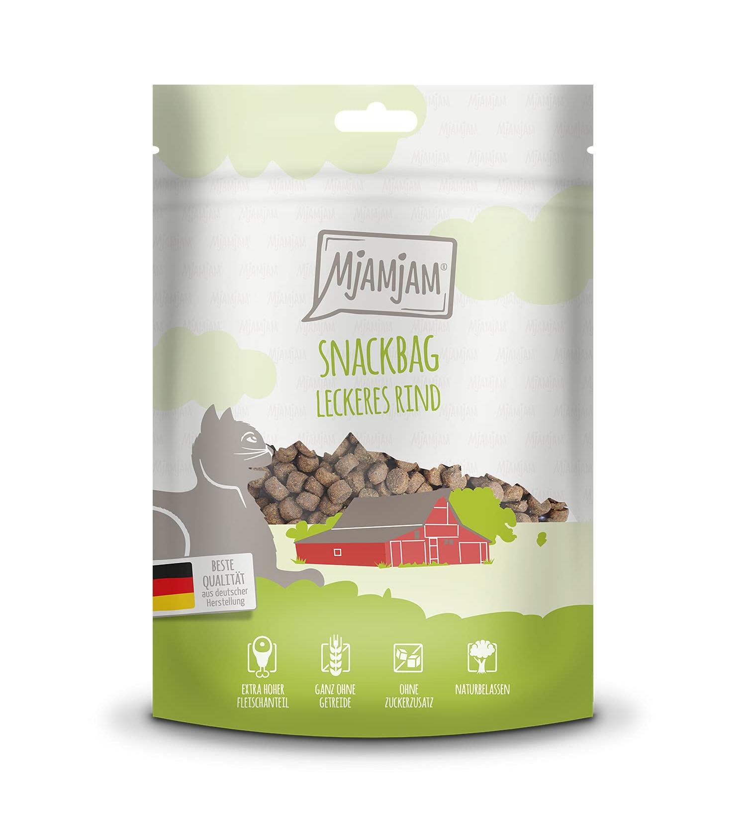 Mjamjam Premium Katzensnack - Natural Beef Treats for Cats 125g (1 Pack) - No Synthetic Preservatives - International Shipping Available - Buy Online on SooperMarket.com