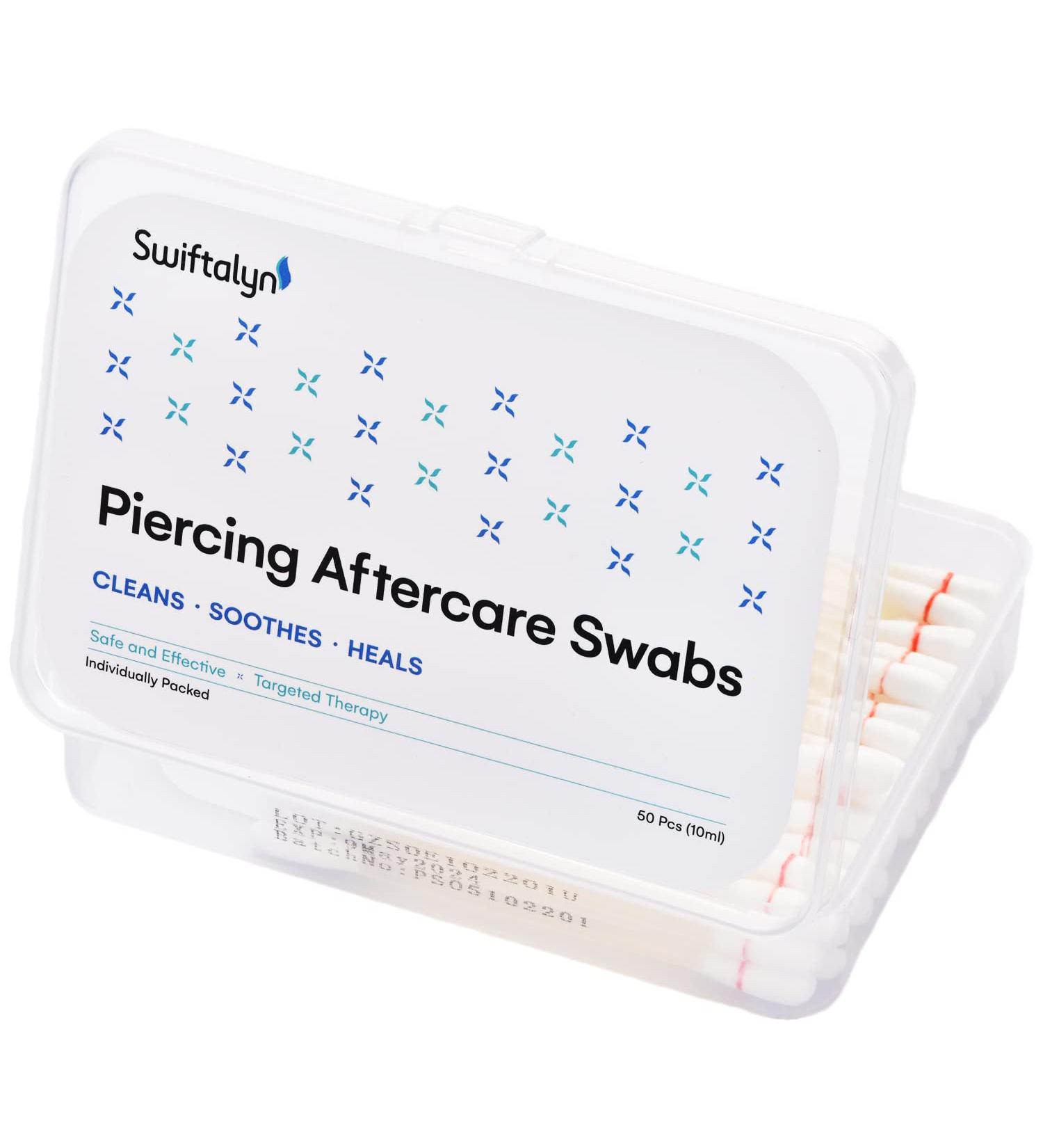 Swiftalyn Piercing Aftercare Kit - 50Pcs Skincare Swabs for New & Irritated Piercings - Buy Online on SooperMarket.com