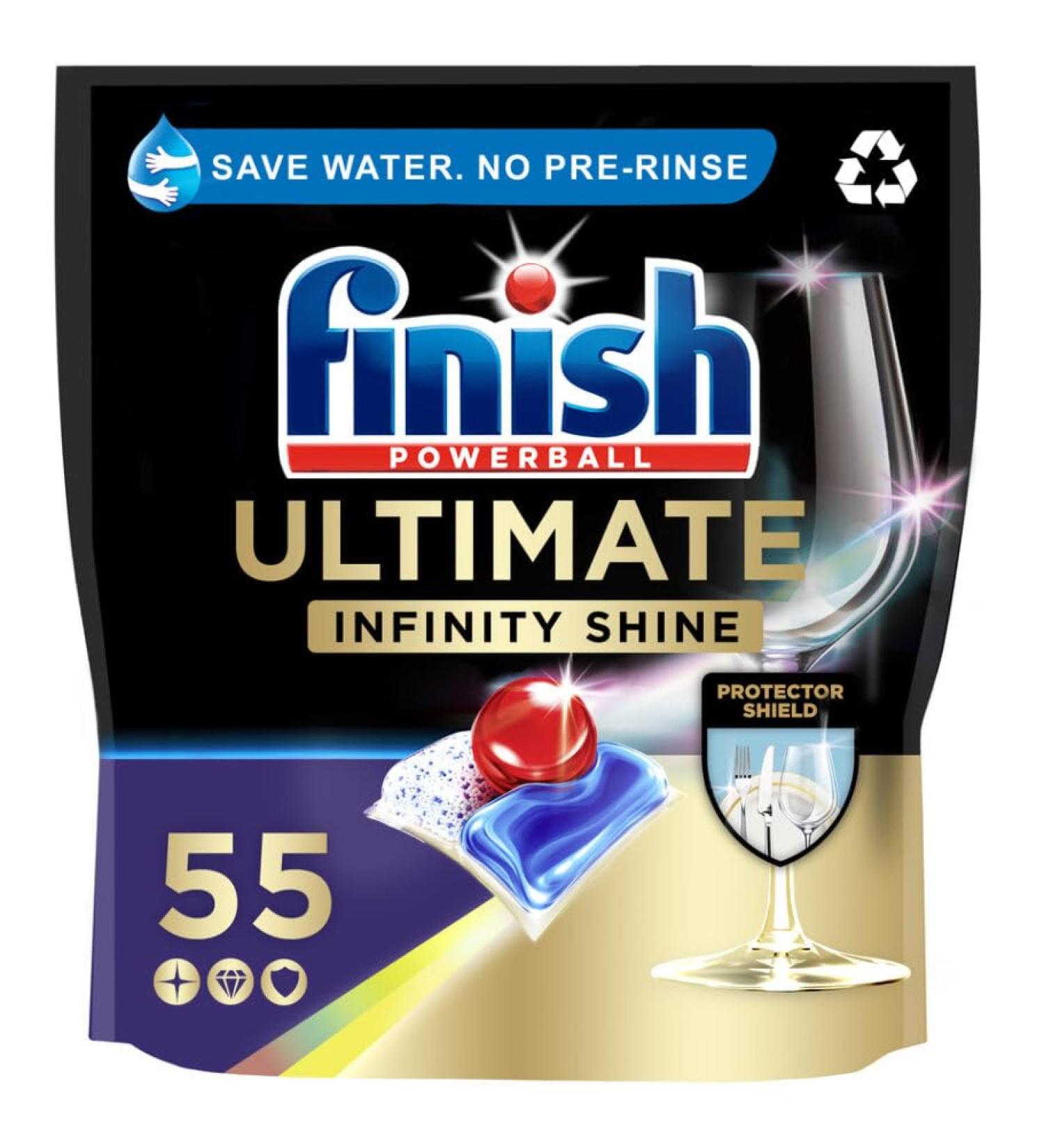 Finish Ultimate Infinity Shine Dishwasher Tablets - Bulk Pack of 55 Tabs for Diamond Shine, Fresh Scent - Buy Online on SooperMarket.com