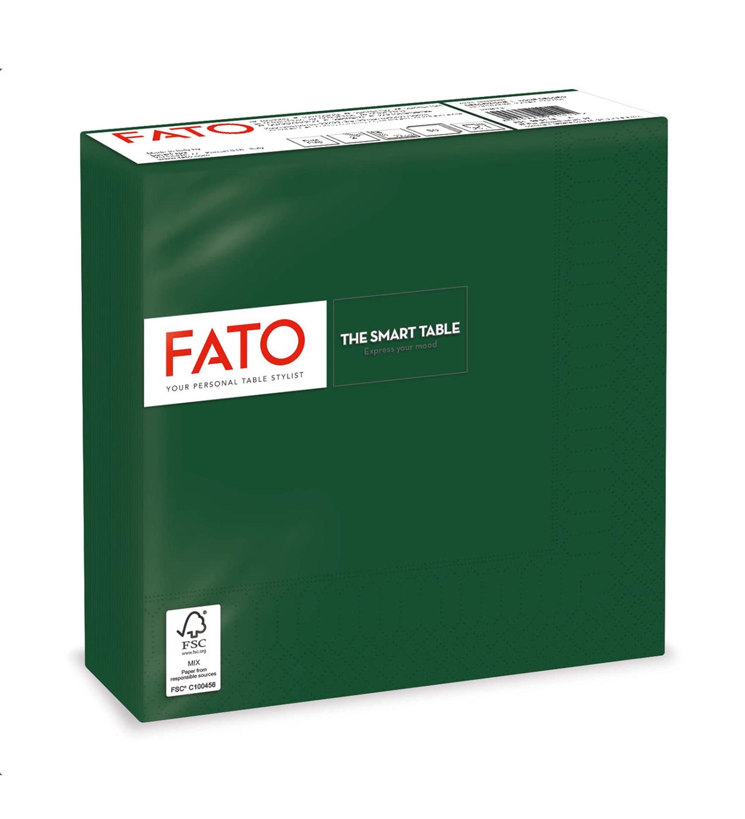Fato Disposable Paper Napkins - 50 Count Forest Green 33x33cm 4-Folded 2-Layer Eco-Friendly Ideal for Lunches & Buffets - FSC Certified - Buy Online on SooperMarket.com