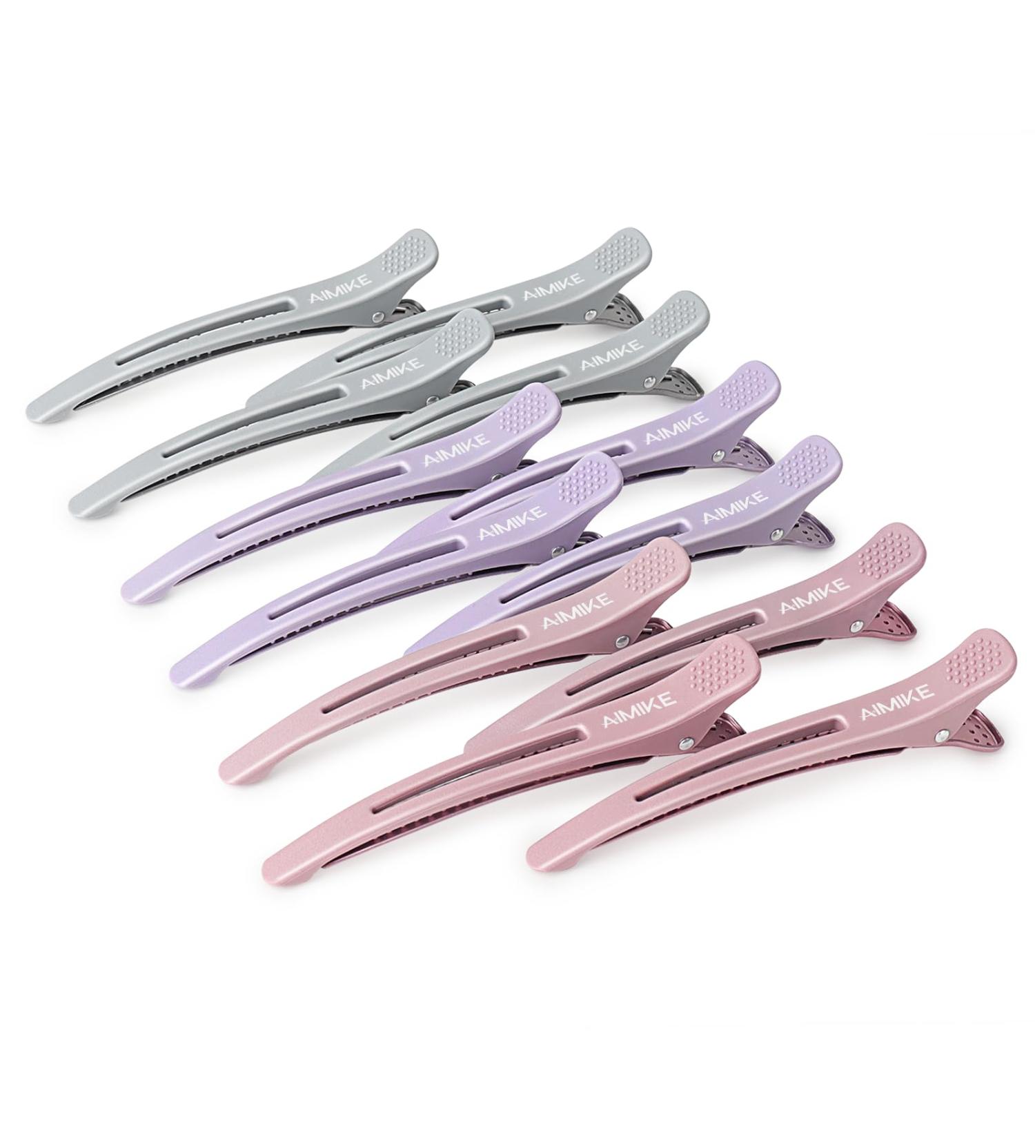 Shop Aimike 12 Morandi Hair Clips - No Trace Silicone Hairdresser Clamps for Thick & Thin Hair | Perfect for Styling & Cutting - Buy Online on SooperMarket.com