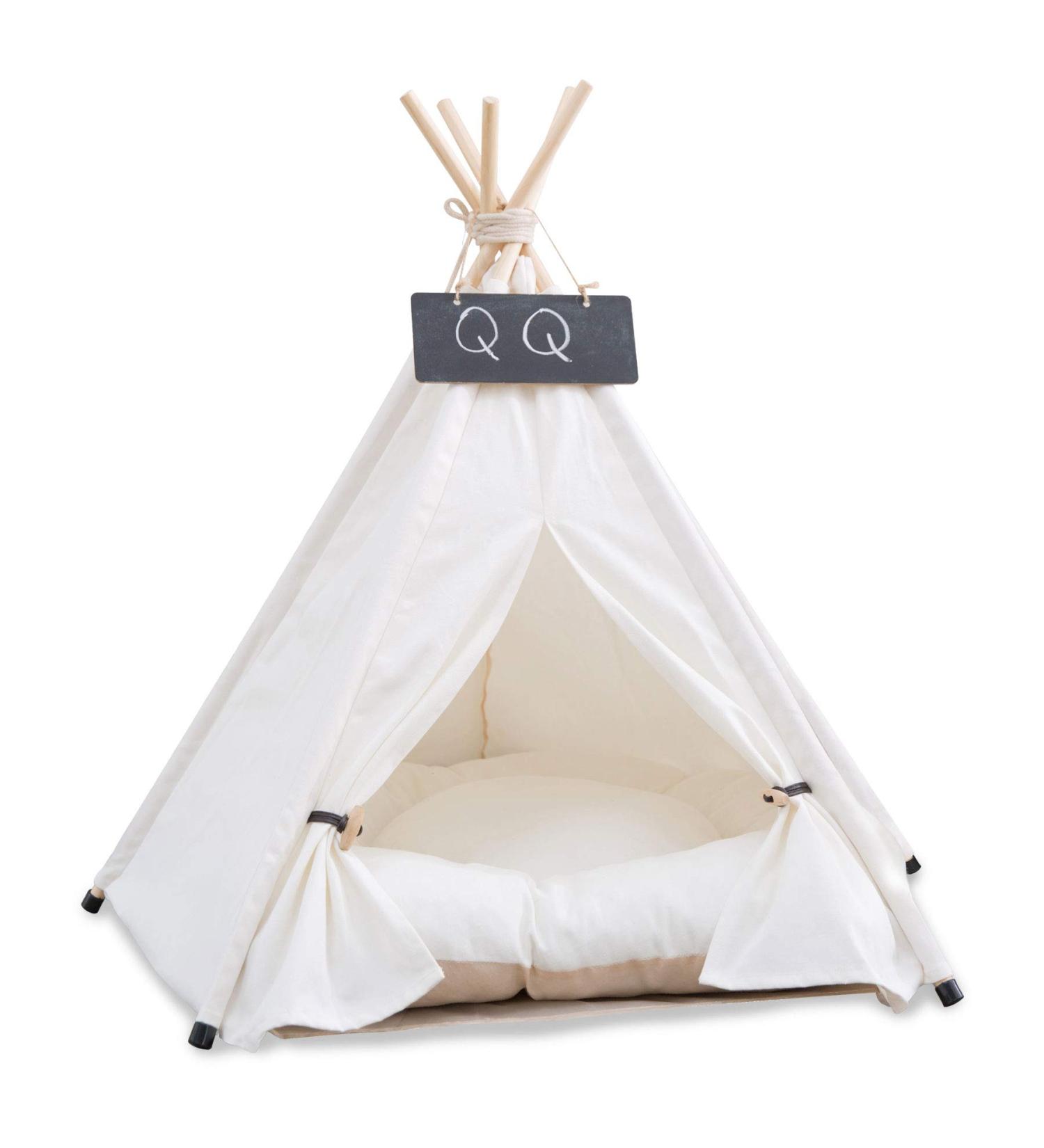 Pet Teepee with Cushion | Cozy House for Dogs and Cats | Modern Indoor Outdoor Pet Tent Bed - Buy Online on SooperMarket.com
