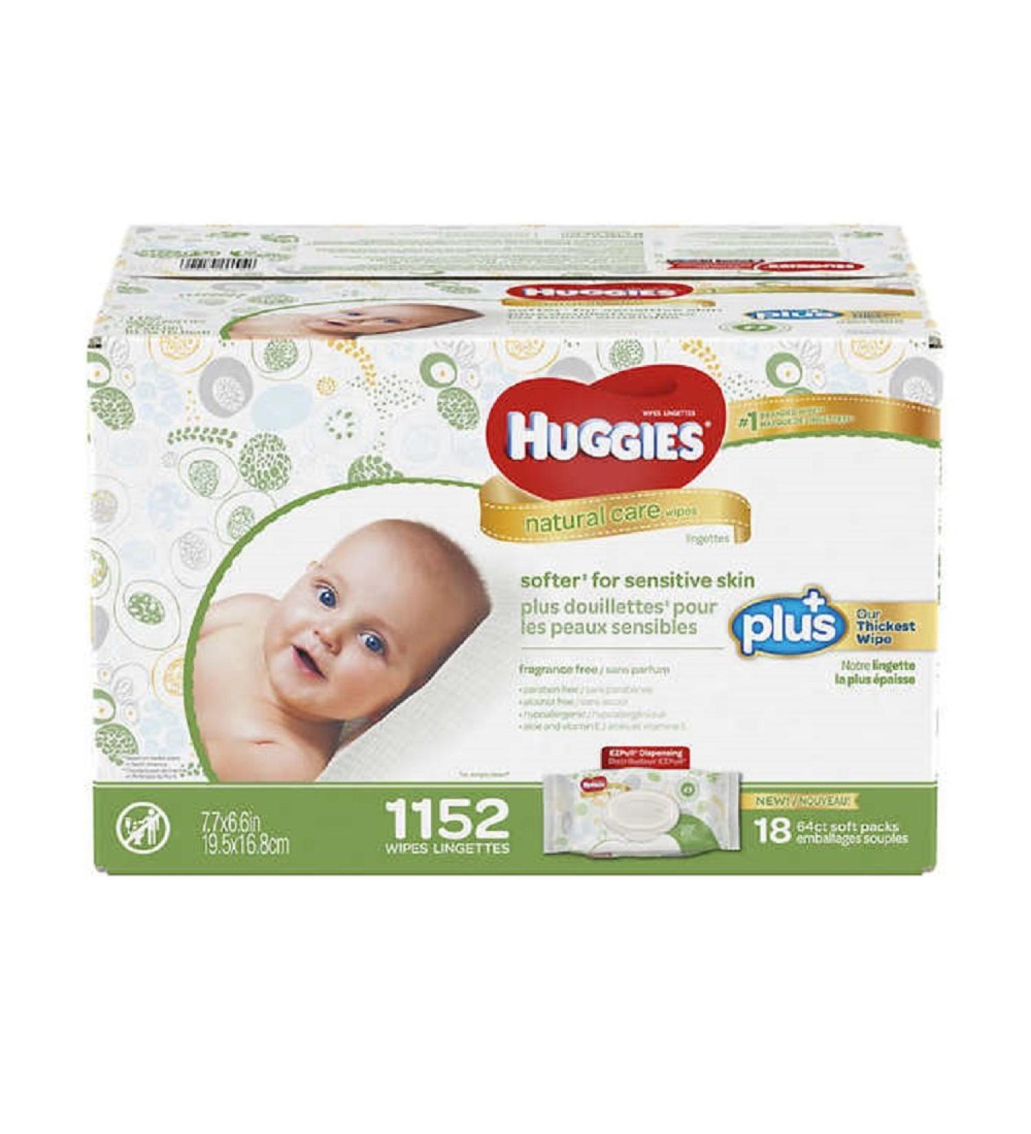 Huggies Natural Care Plus Baby Wipes 1 152 ct - Hypoallergenic with Aloe & Vitamin E - Fragrance-Free & Alcohol-Free - Buy Online on SooperMarket.com