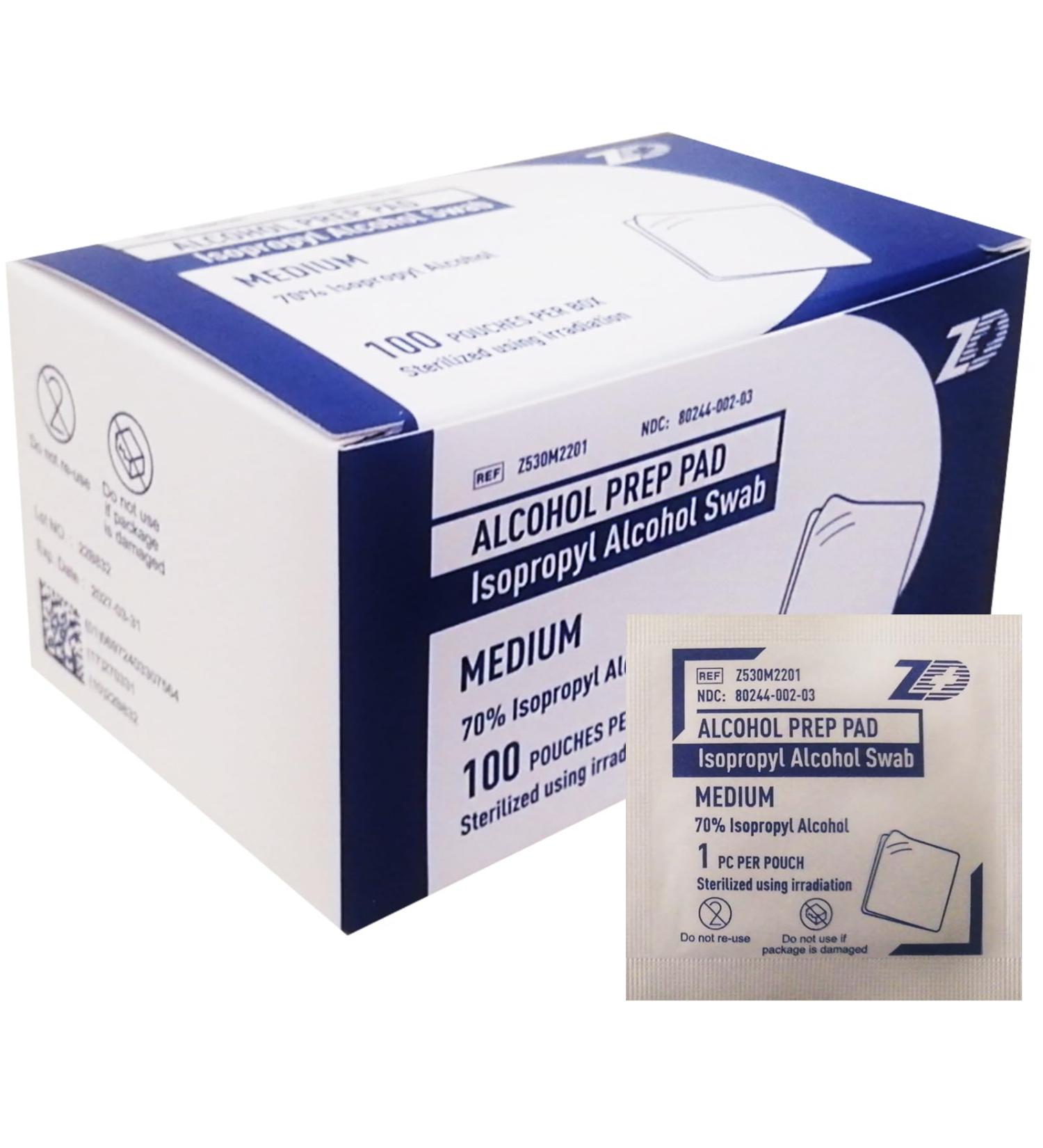 100-Pack Alcohol Prep Pads - Sterile, Individually-Wrapped Isopropyl Cotton Swabs - Buy Online on SooperMarket.com