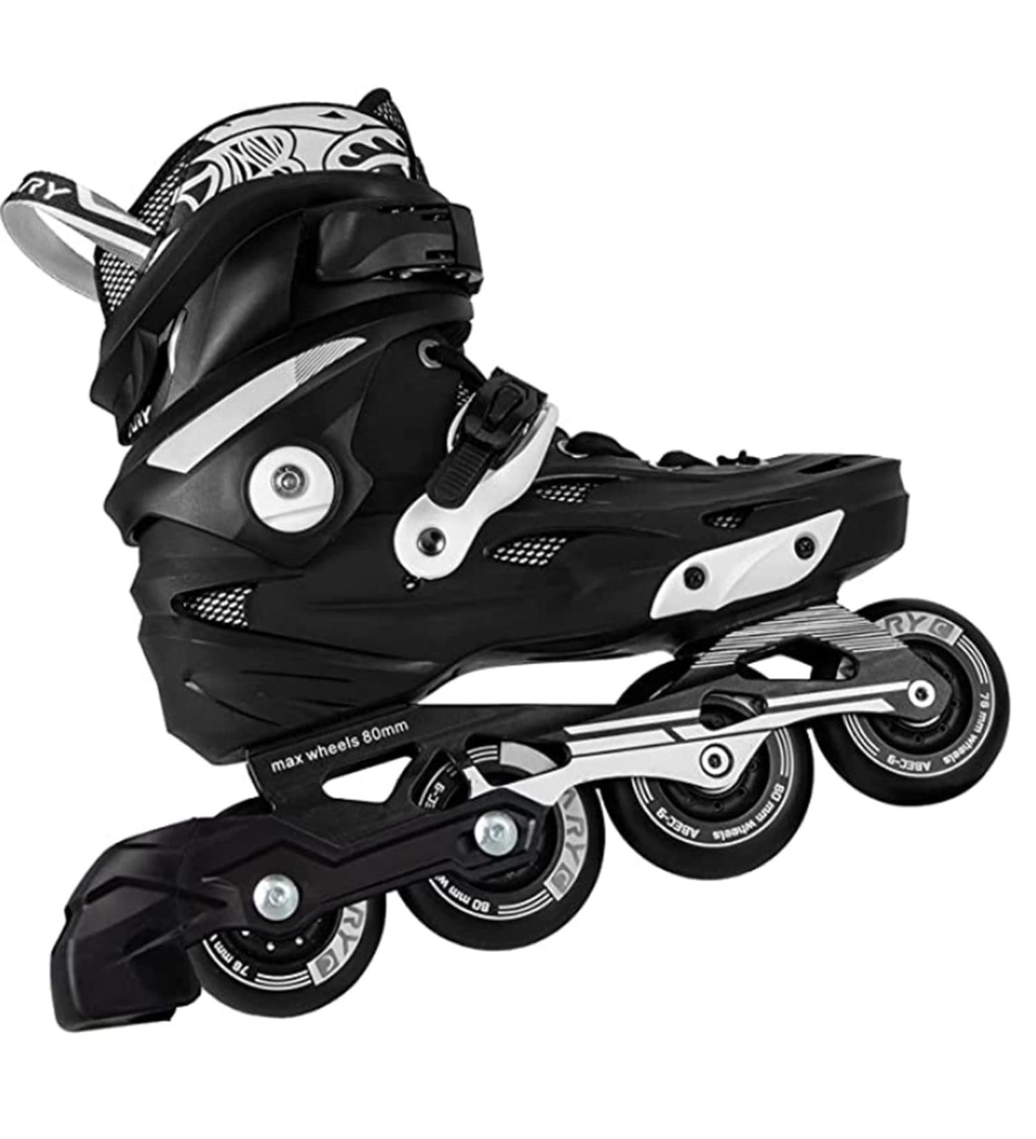 Adult 4 Wheel Speed Inline Roller Skates - High Performance Fitness Racing Skates - Black - Men 9-9.5/Women 9.5-10/26-26.5cm - Buy Online on SooperMarket.com