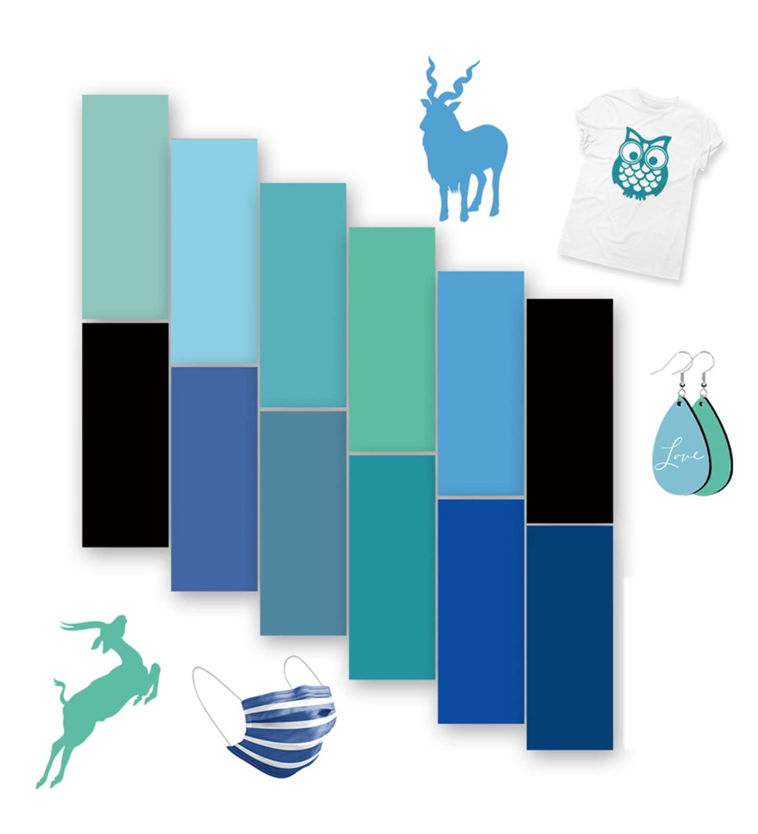 FANGZHIDI Infusible Transfer Ink Sheets 12 pcs Blue Solid Color Bundle - Pre-Printed Sublimation Paper for T-Shirt and Mug - Buy Online on SooperMarket.com