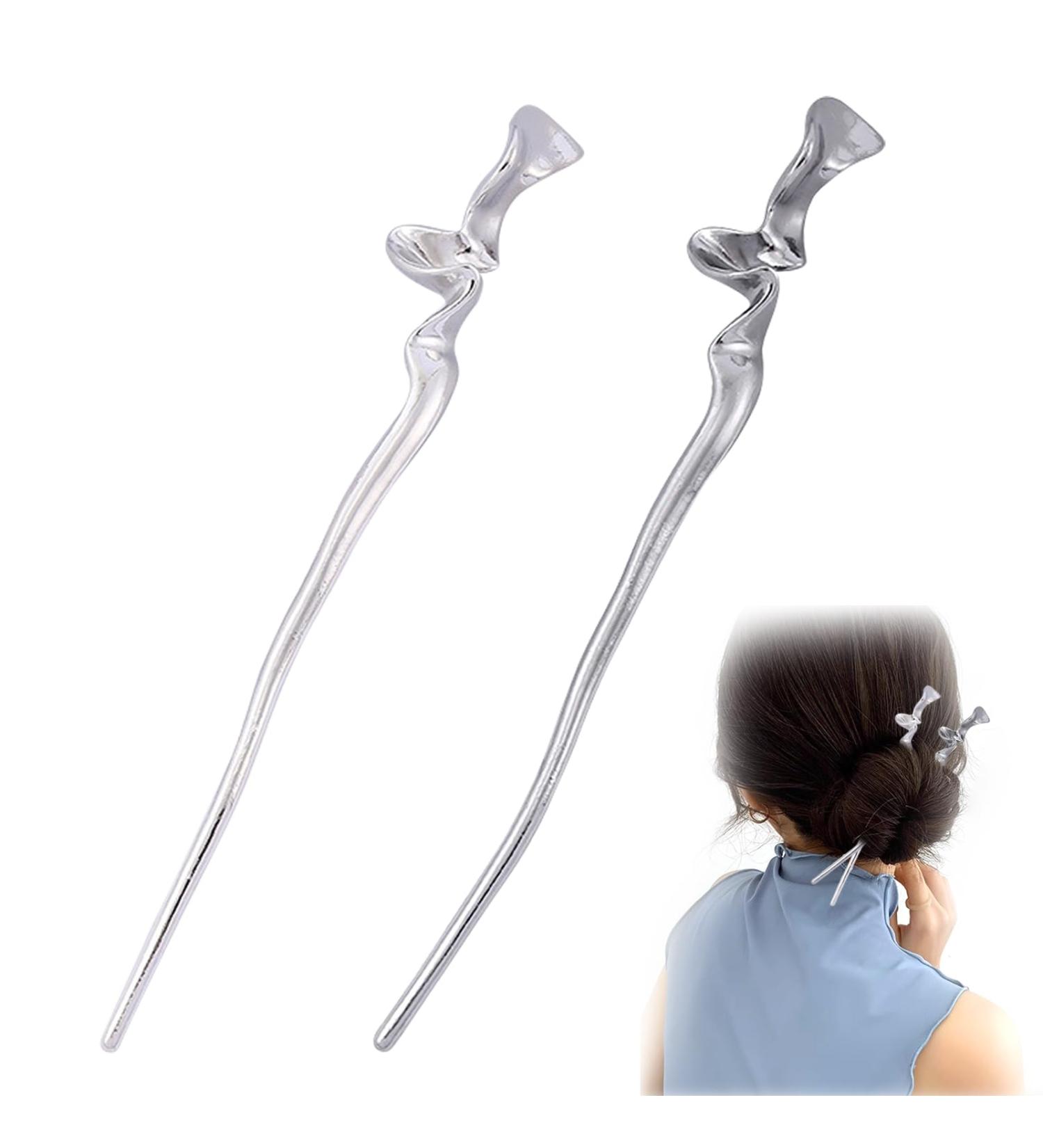 DHWEKU 2 pieces women's hair sticks retro hair sticks hair sticks for long hair beautiful and elegant holds the hair firmly suitable for hair styling design for decorative hair firm hairstyle - Buy Online on SooperMarket.com