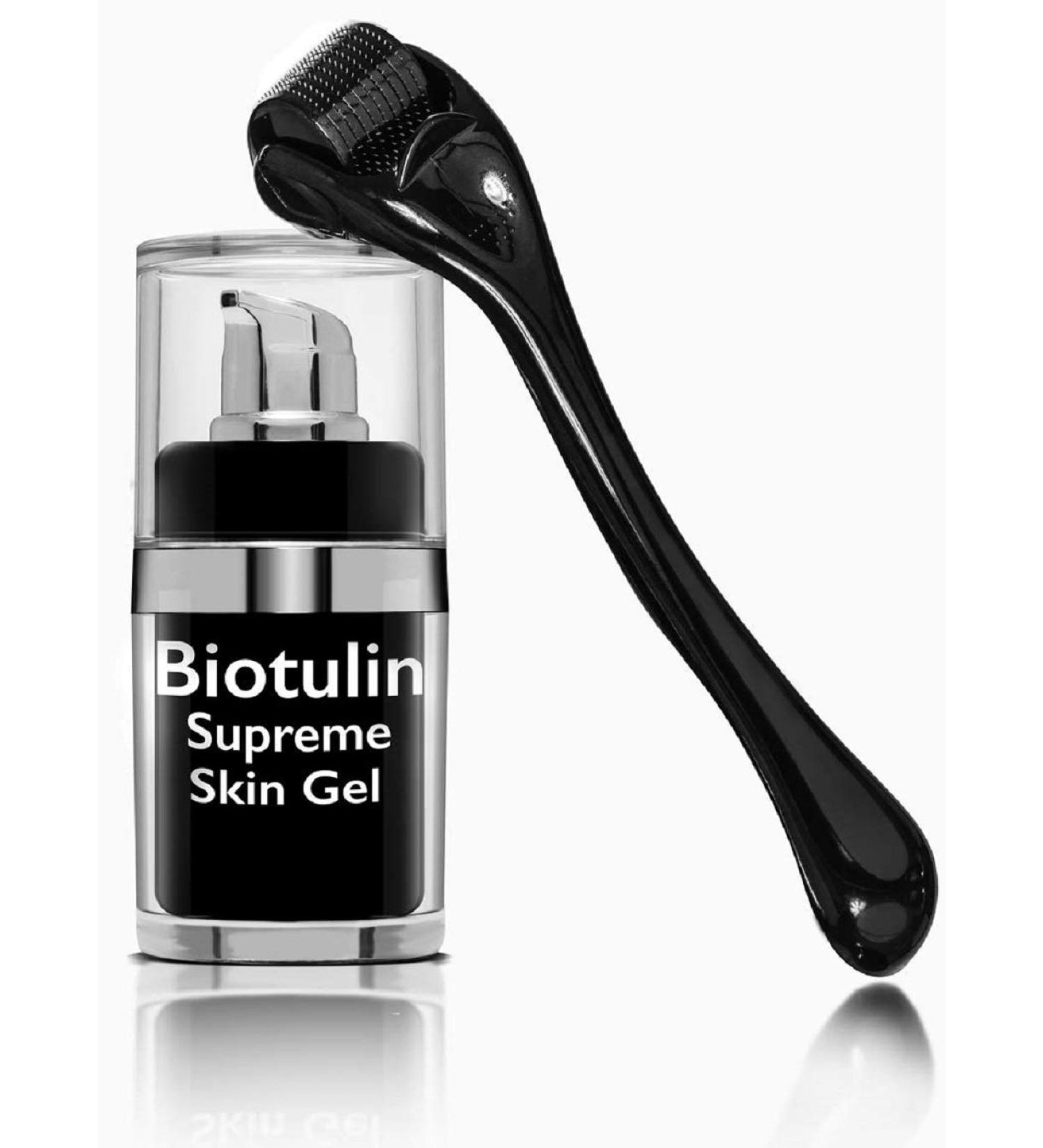 Biotulin Supreme Skin Gel - Anti-Aging Facial Lotion Reduces Wrinkles (15ml) with Skinroller - Best Skin Care Product - Buy Online on SooperMarket.com