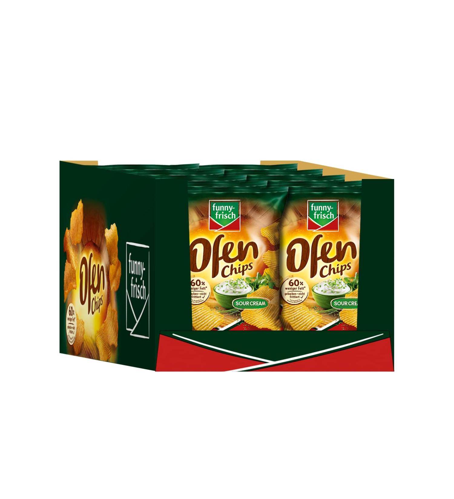 funny-frisch Oven Chips Sour Cream 10-Pack (10 x 125 g) Sour Cream & Wild Onion