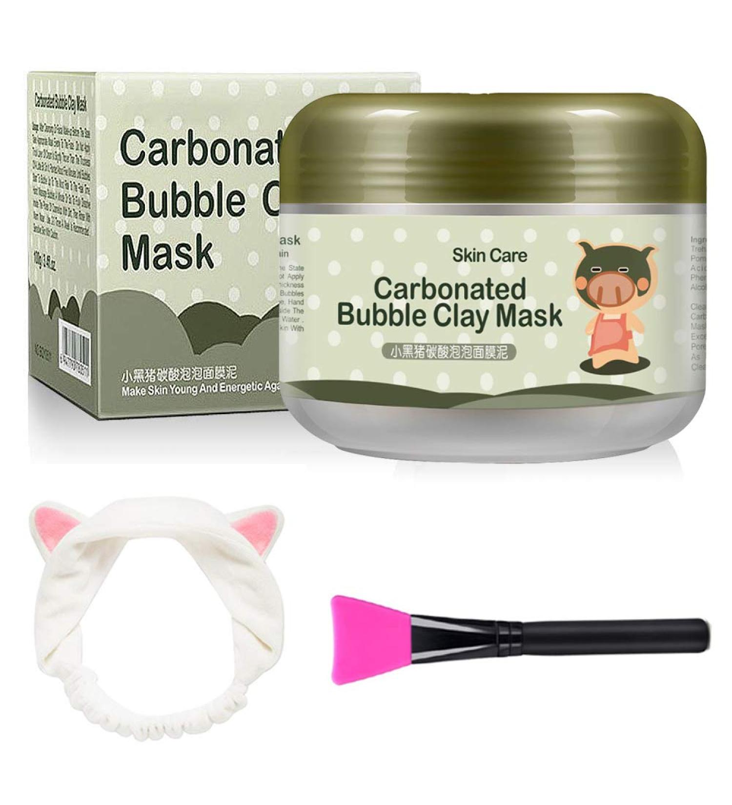 Carbonated Bubble Clay Mask - OCHILIMA Bubbles Mud Mask with Headband & Brush for Face Deep Cleansing Reduce Pores Purifying Face Mask for All Skin Types - 3.52 oz - Buy Online on SooperMarket.com