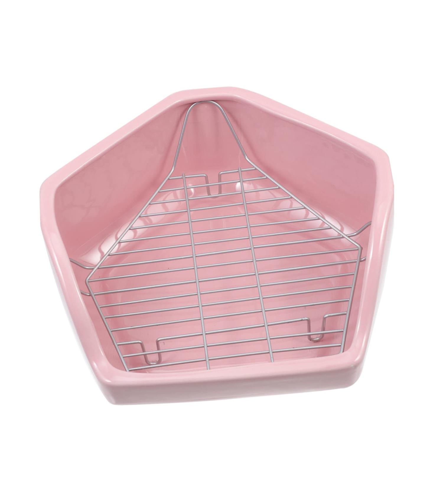CORHAD Rabbit Toilet Pet Toilet Supply Triangle Potty Trainer Pet Training Toilet Pet Potty Ceramics Pink 30X26X12.5cm Pink - Buy Online on SooperMarket.com
