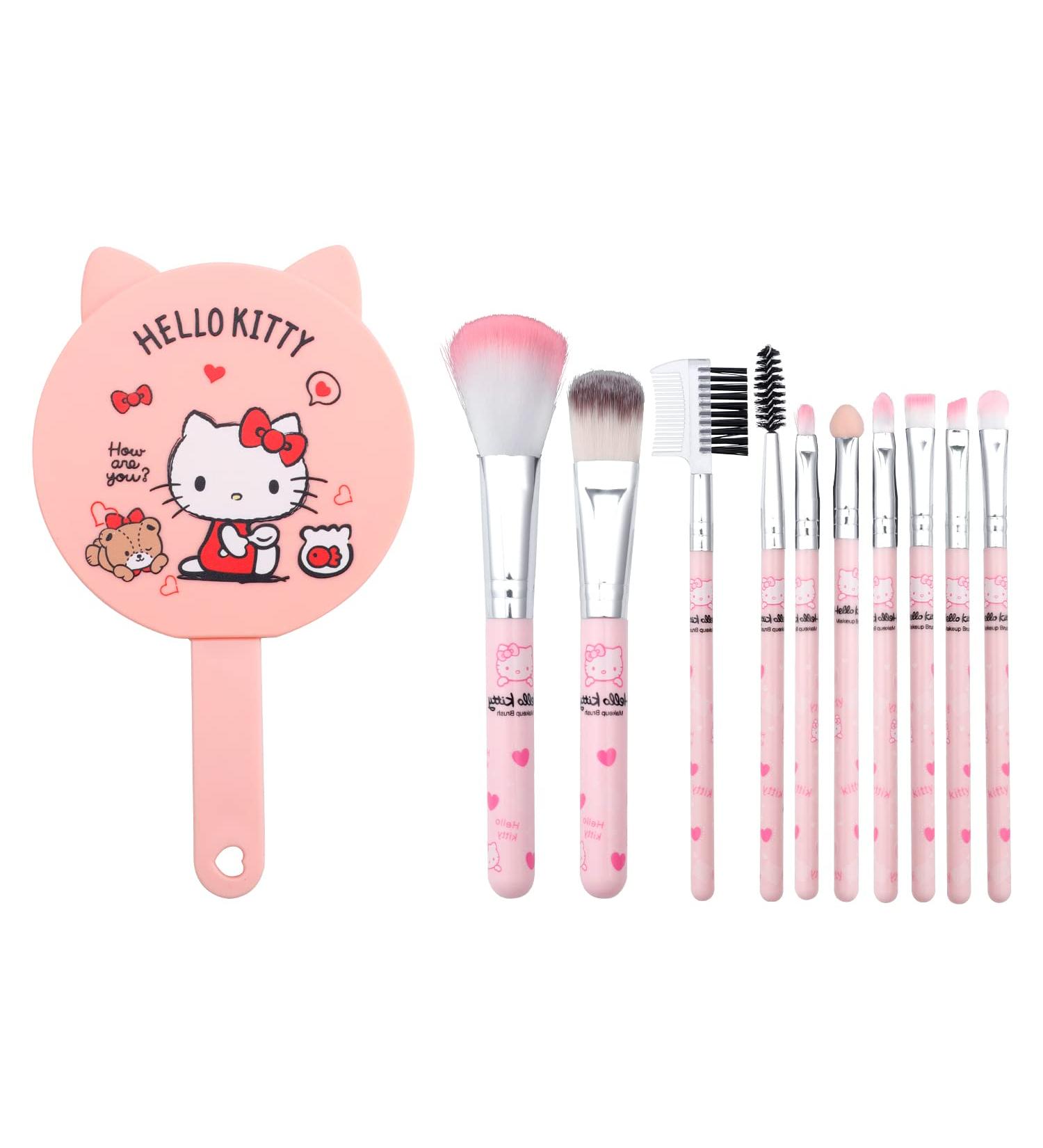 Kawaii Kitty Makeup Brush Set with Mirror Comb - 10pcs Cat Gift Set for Girls - Buy Online on SooperMarket.com