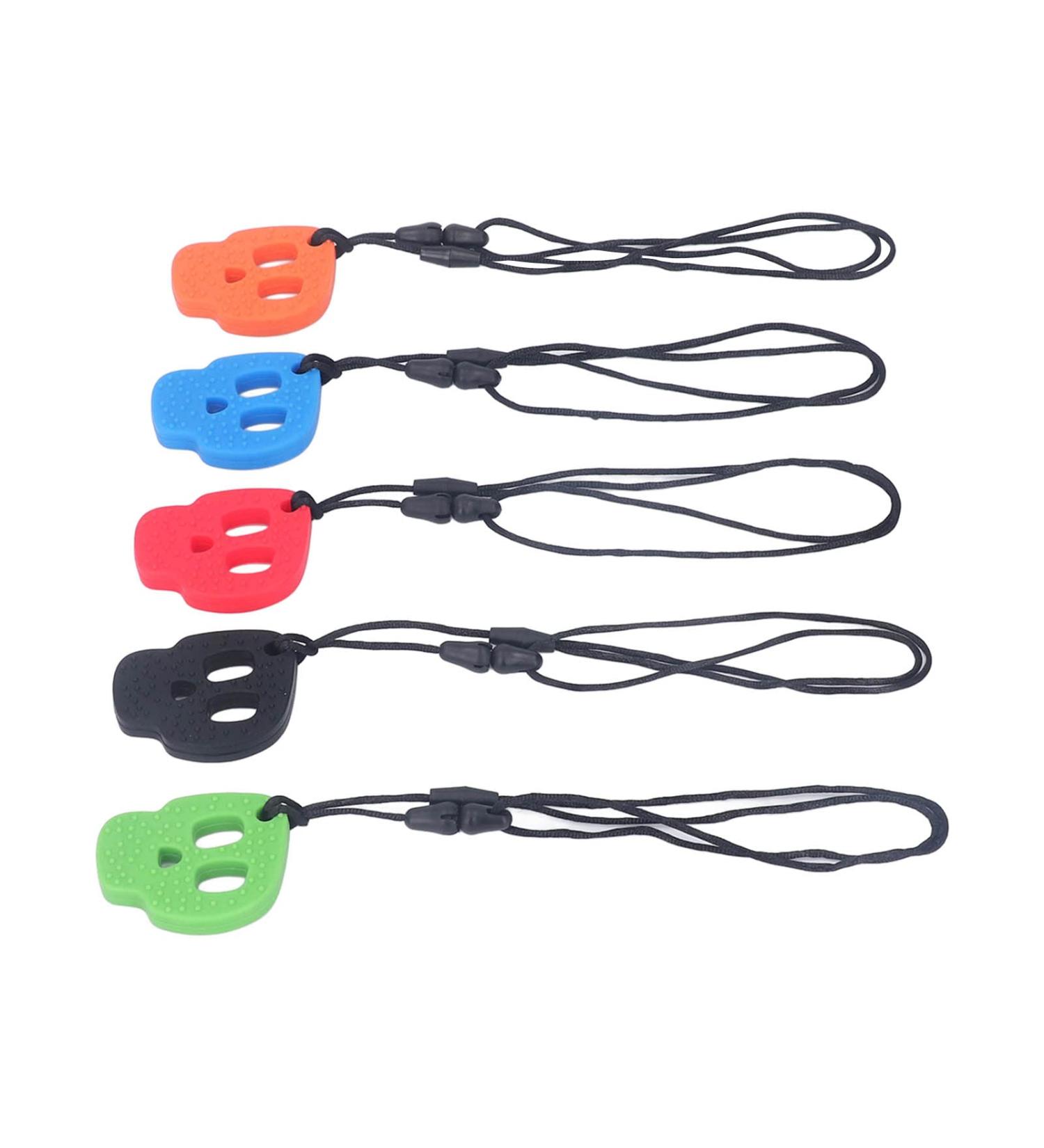 Buy Chewable Sensory Necklaces - 5 Pack Soft Silicone Skull Shape - Stress Relief Teething Necklace for Autism - International Shipping Available - Buy Online on SooperMarket.com