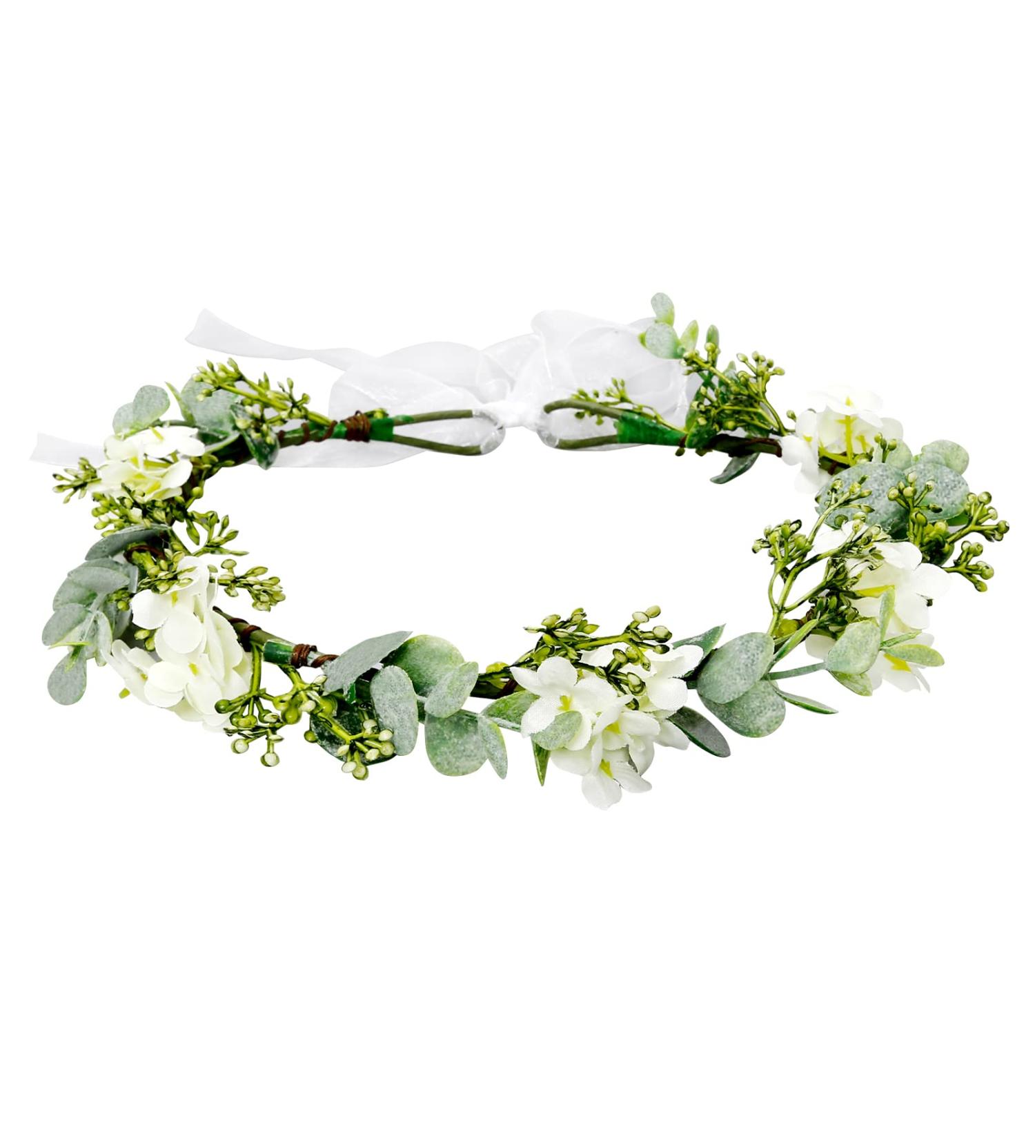 Green Leaf Crown for Bridal Hair Accessories - Bohemian Floral Headband for Wedding, Birthday, Party - Buy Online on SooperMarket.com