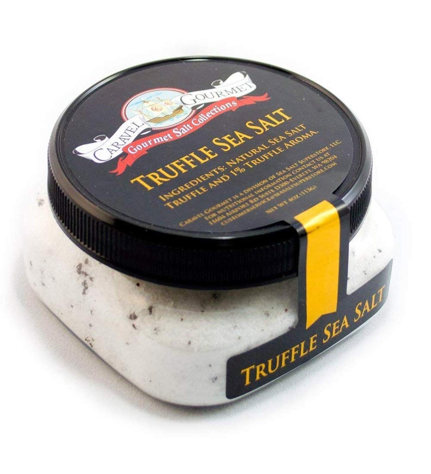 Caravel Gourmet Black Truffle Salt - Gluten-Free Truffle Seasoning 4oz Jar - Non-GMO Gourmet Salt with Natural Sea Salt and Truffle Oil - Buy Online on SooperMarket.com