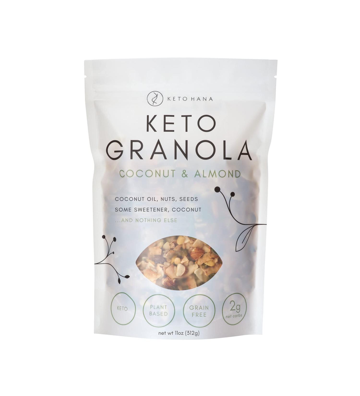 Keto Hana Keto Nut Granola (11oz) - Coconut & Almond | Plant Based, Low Carb, Low Calorie, High Protein (2g Net Carbs) - Buy Online on SooperMarket.com