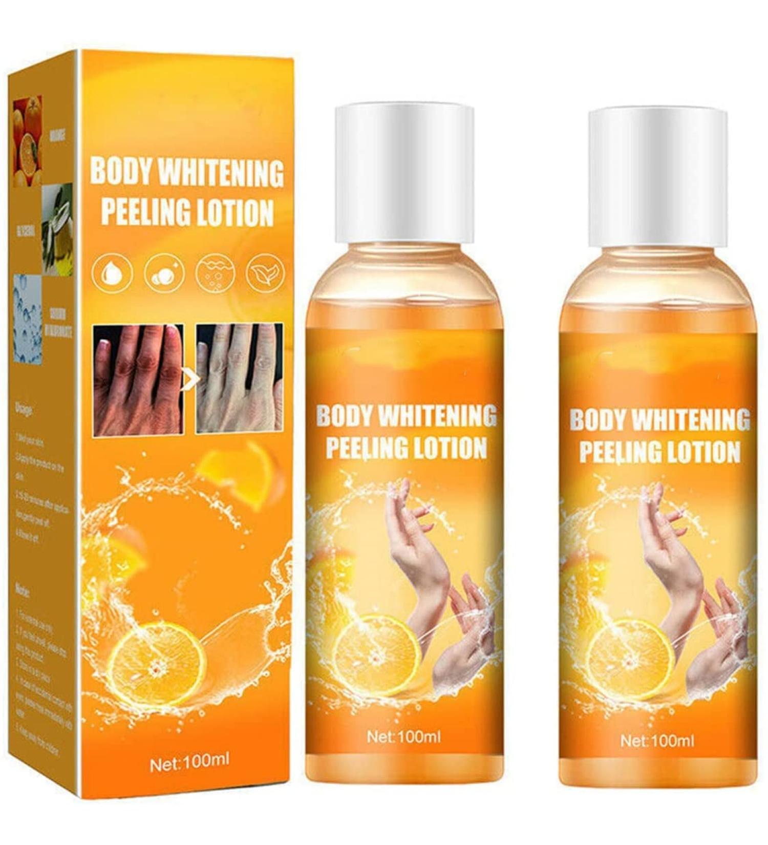 Body Whitening Cream & Peeling Lotion - Orange Peel Skin Lightening Exfoliating & Pore Tightening for Dark Skin (2PCs) - Buy Online on SooperMarket.com