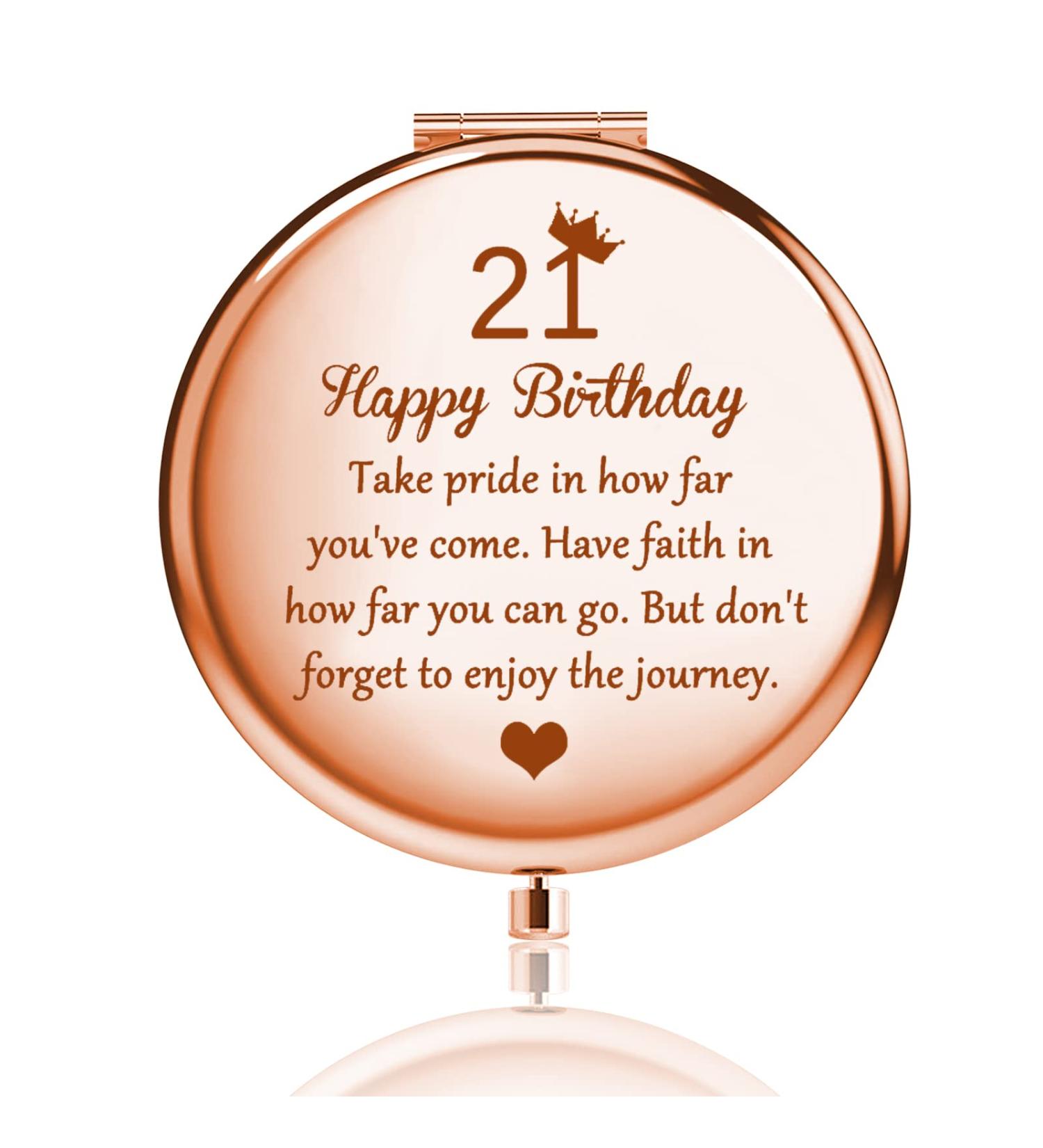 BNQL 21st Birthday Gifts Mirror - Happy 21 Birthday Pocket Makeup Mirror (Rose Gold) - Buy Online on SooperMarket.com