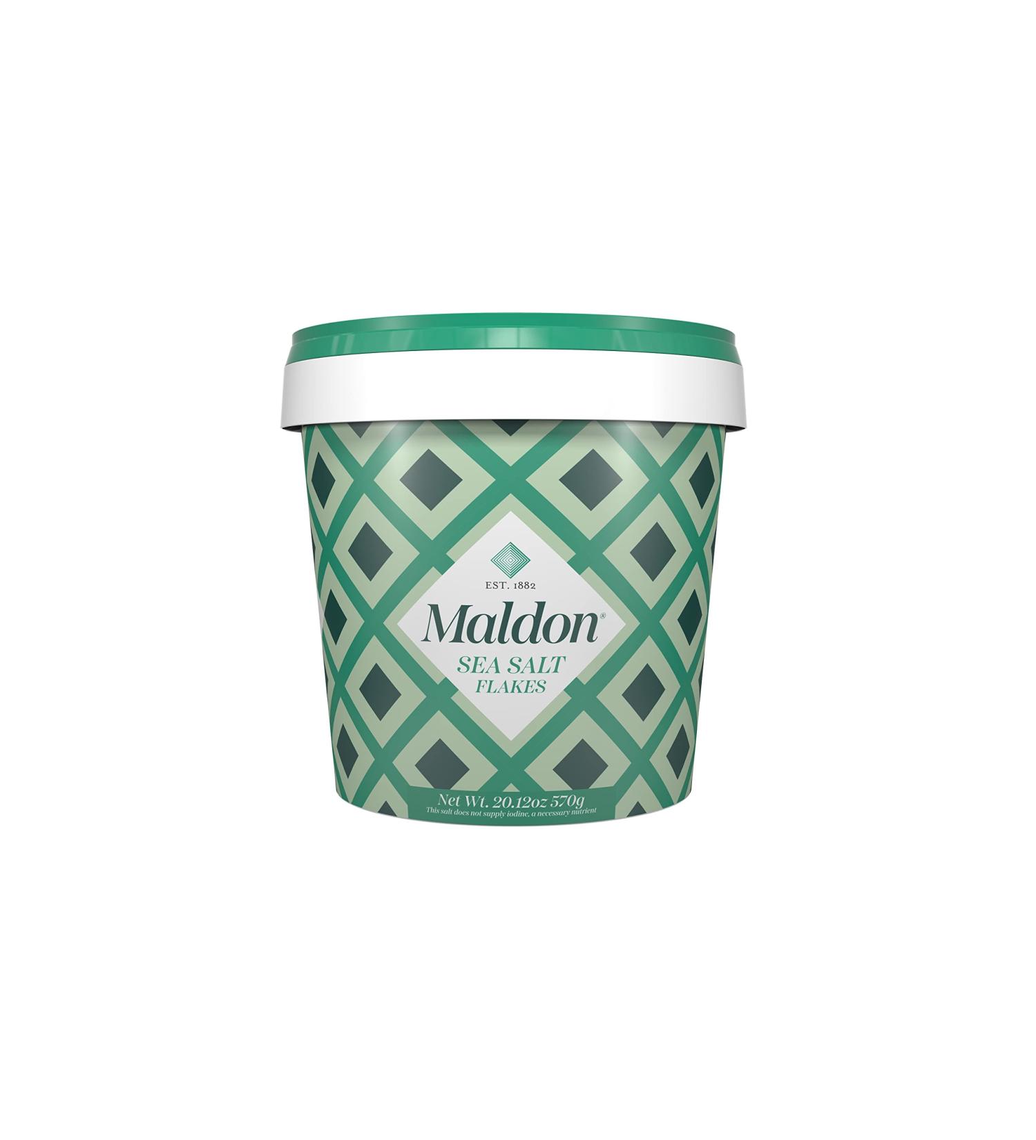 Maldon Sea Salt Flakes 20 oz Resealable Tub - Kosher Handcrafted Gourmet Salt Crystals - Buy Online on SooperMarket.com