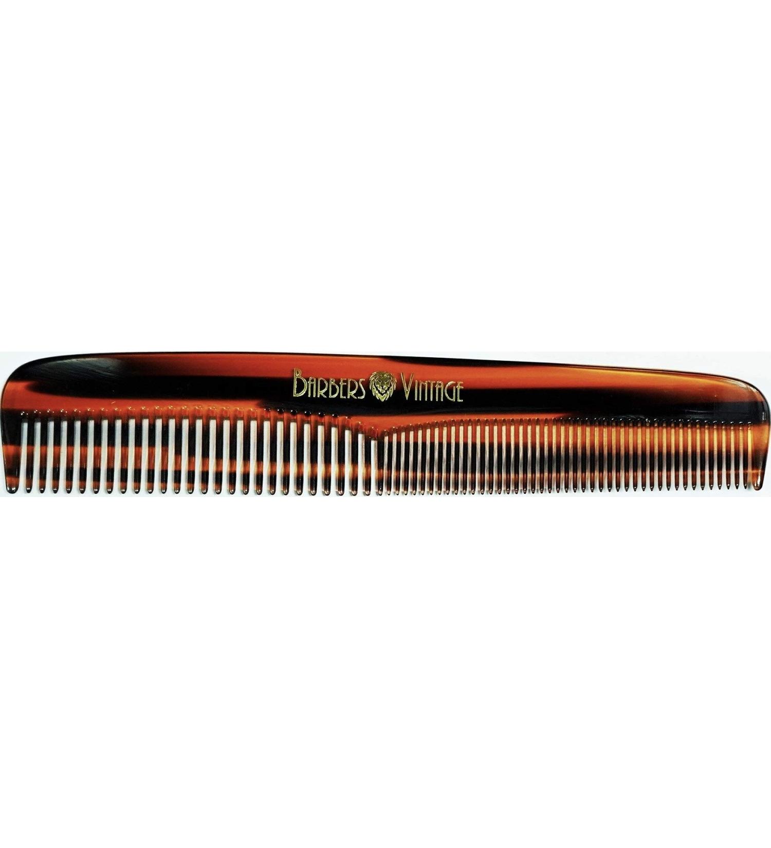 Barbers Vintage Classic Hair Comb for Men - Tortoise Shell Finish | Handmade Fine & Coarse-Tooth Grooming Comb (18cm) - Buy Online on SooperMarket.com