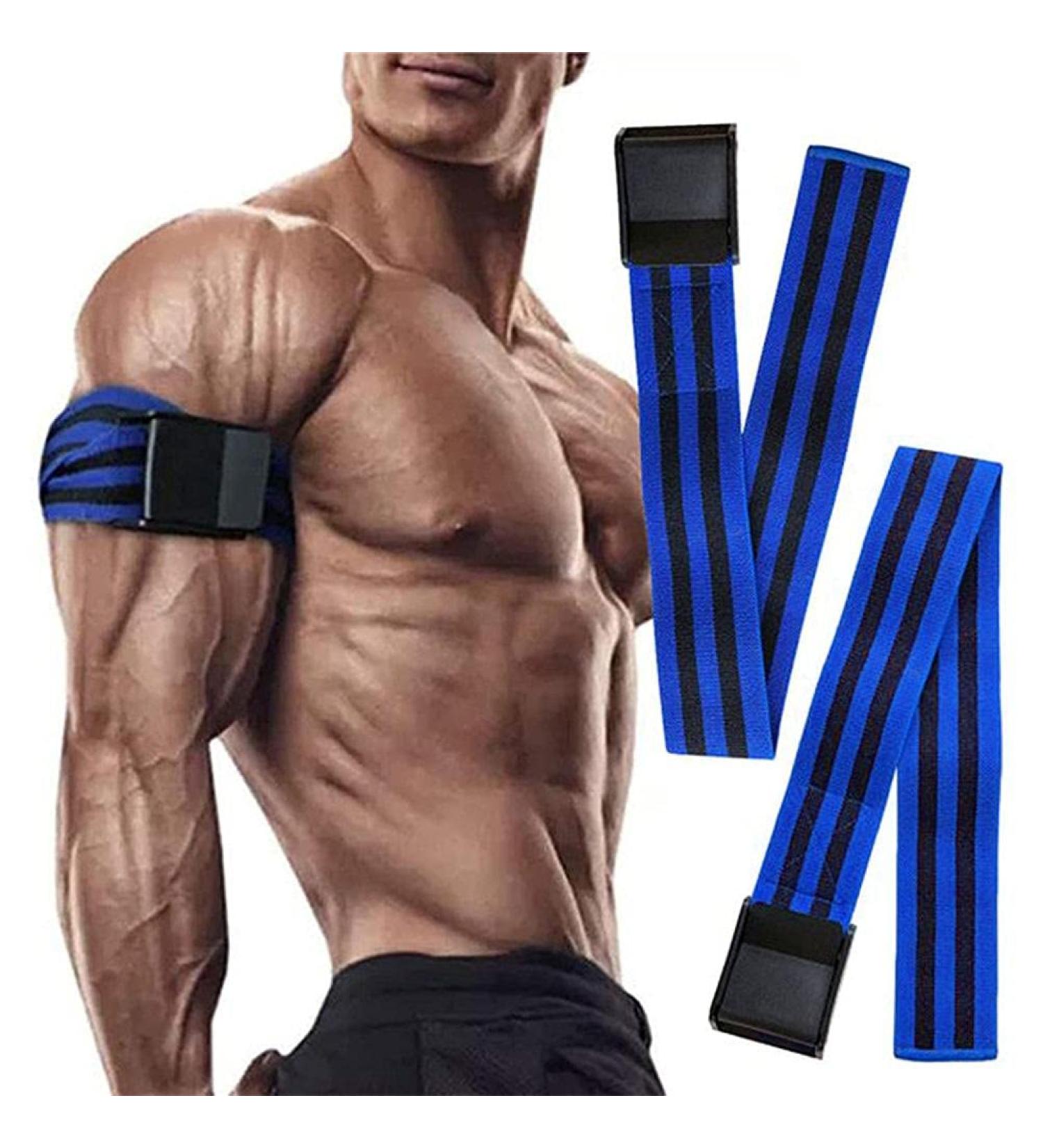 Isesuch Blood Flow Restriction Bands 2PCS - Arm & Leg Occlusion Straps for Muscle Training - Blue/Black 60cm - Buy Online on SooperMarket.com
