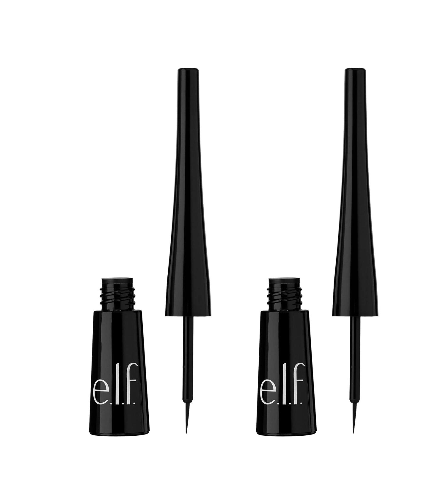 e.l.f. Expert Liquid Liner 2-Pack - High-Pigmented Vegan Eyeliner for Precise Definition - Long-Lasting Formula in Jet Black (Pack of 2) - Buy Online on SooperMarket.com