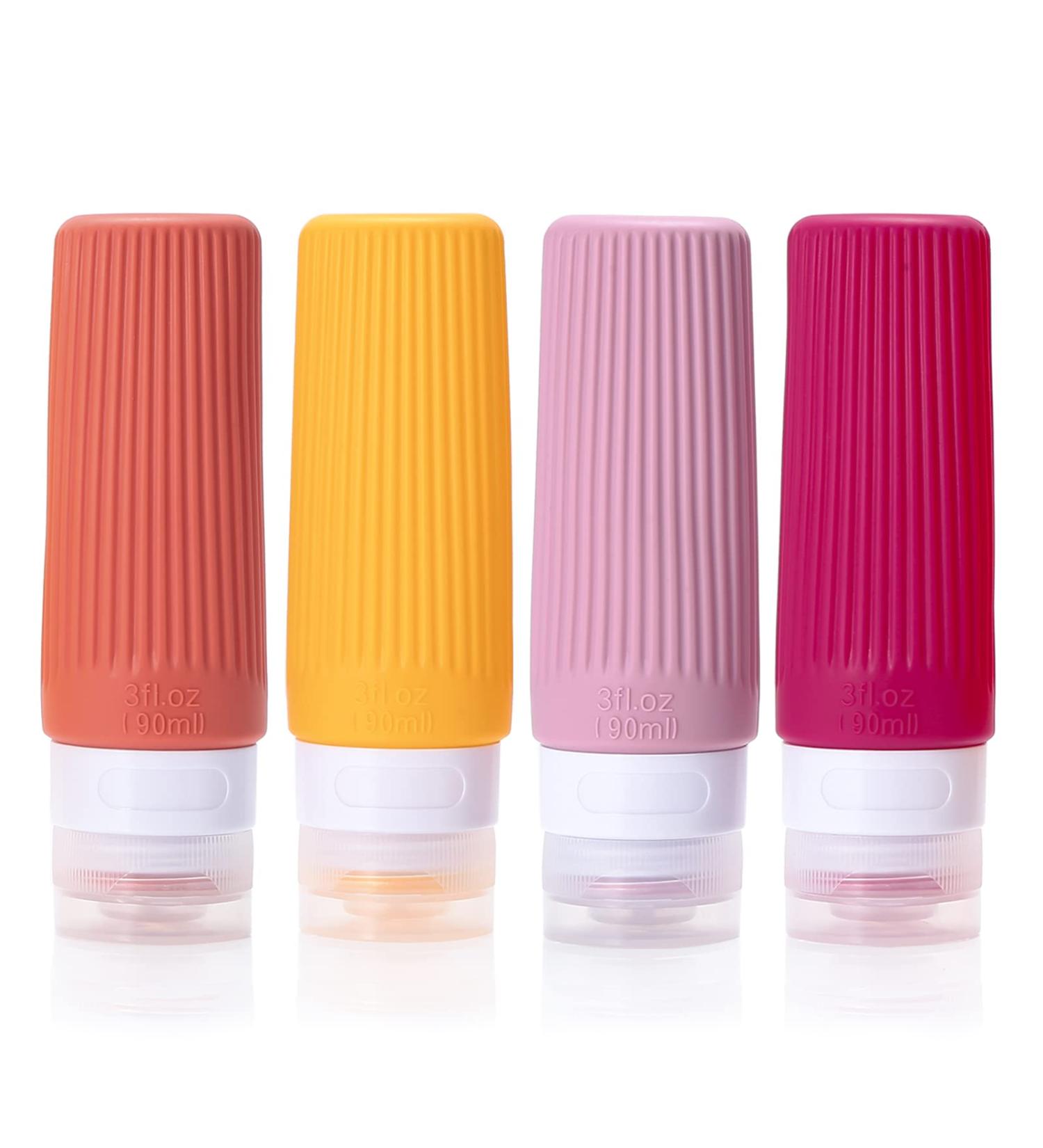 Travel Bottles Set - 4 x 90ml BPA-Free Silicone Containers - Perfect for Travel & Replacement - Buy Online on SooperMarket.com