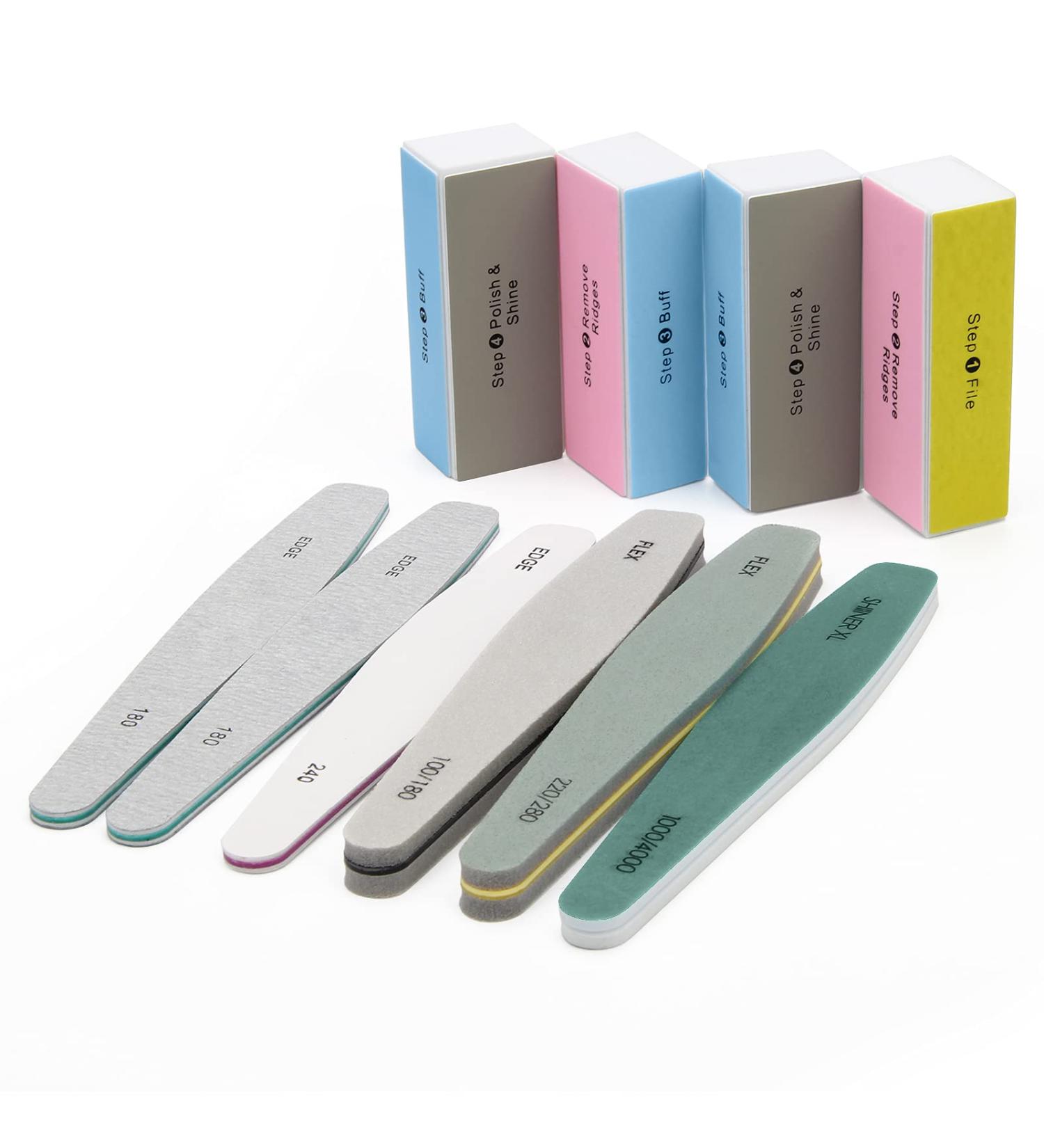Ahier Professional Nail Files and Buffer Kit - 10 PCS, Rectangular Art Care Buffer Blocks & Double-sided Nail File Blocks for Salon Nail Art - Ten Colors - Buy Online on SooperMarket.com