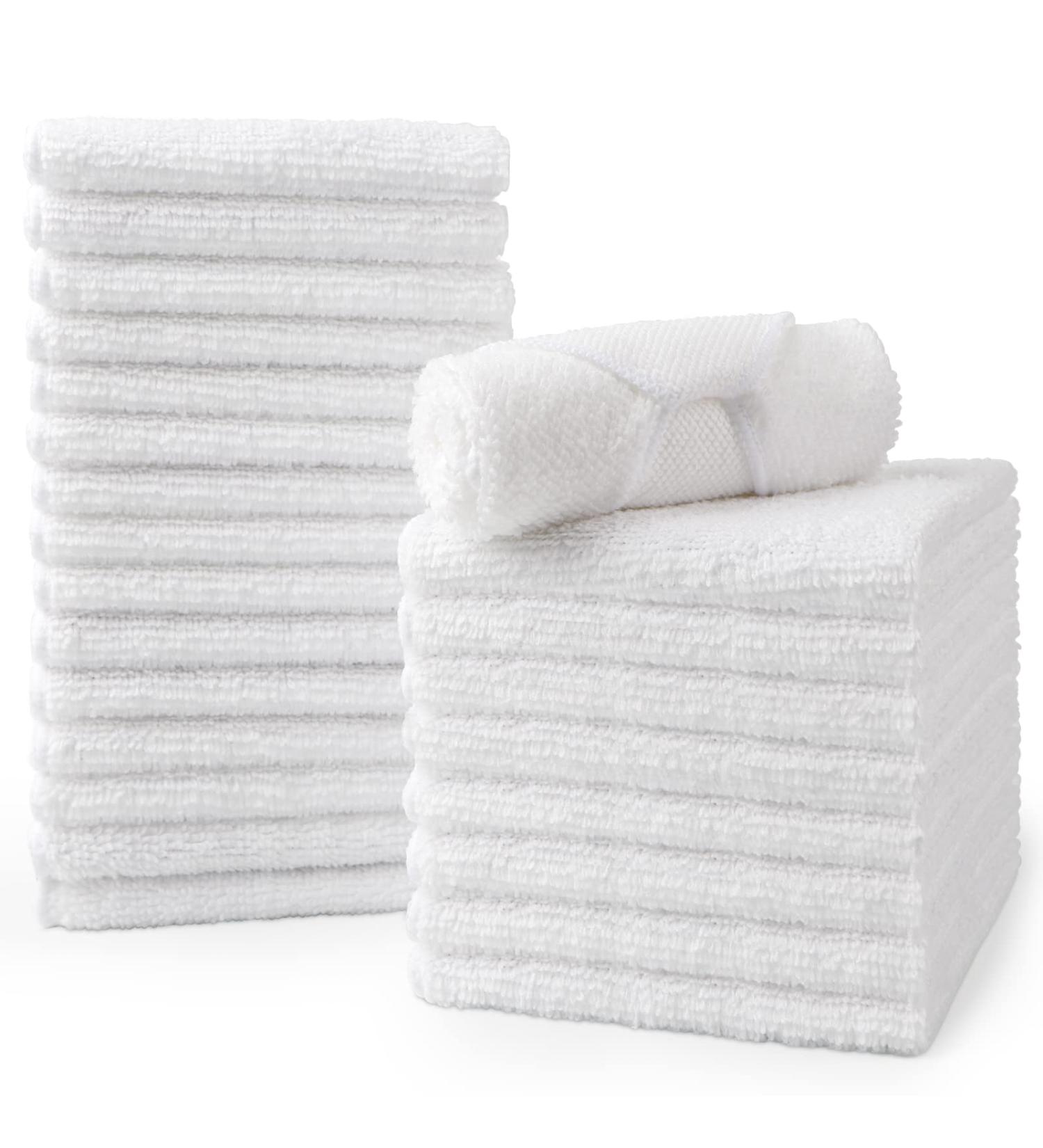 HOMEXCEL Microfiber Washcloths Towel Pack of 24 - 12x12 White | Highly Absorbent & Soft Face Towels for Bathroom, Gym, Hotel & Spa - Fast Drying Multi-Purpose Cleaning Cloth - Buy Online on SooperMarket.com